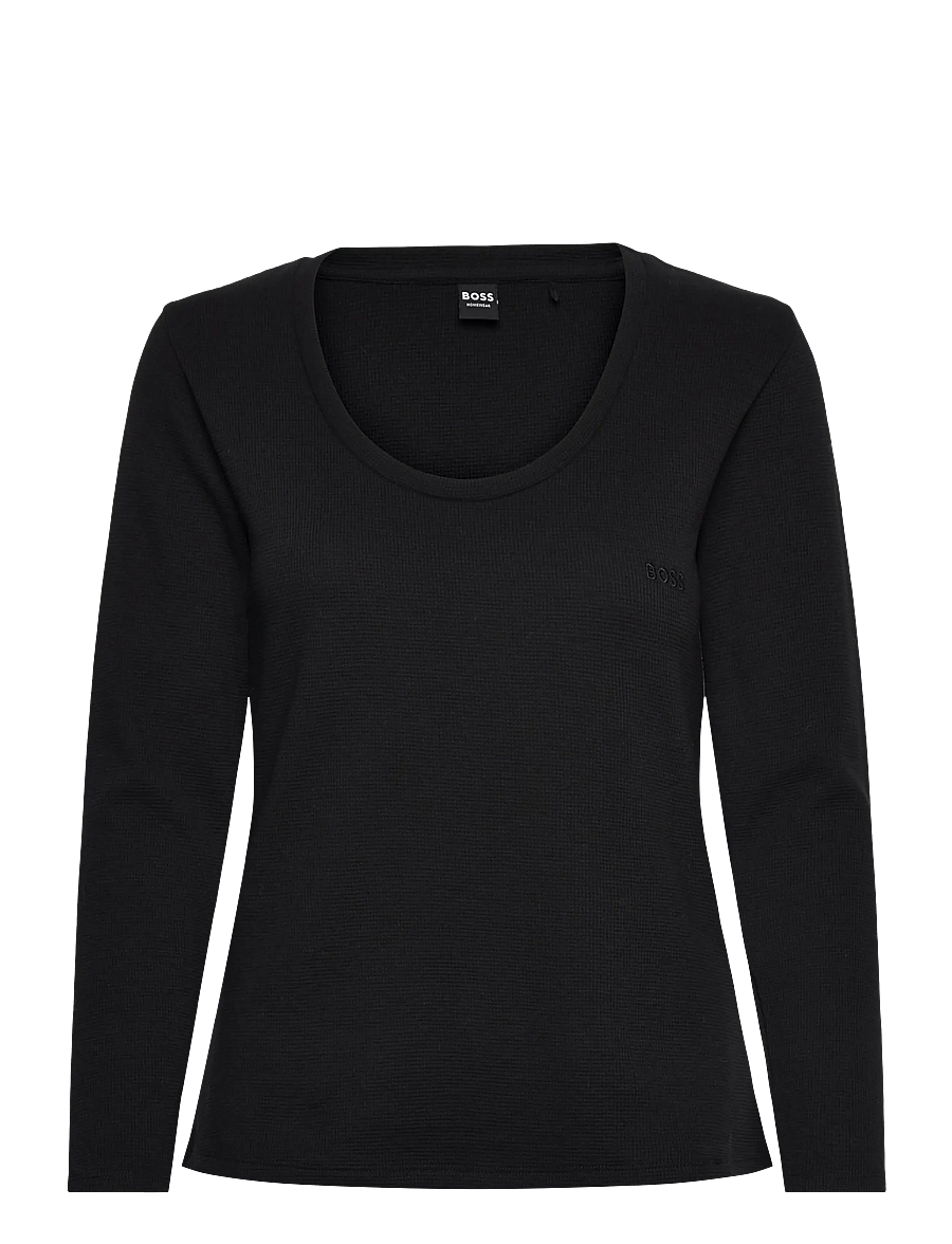 BOSS - Waffle_LS-Shirt CN - langärmlige tops - black - 0