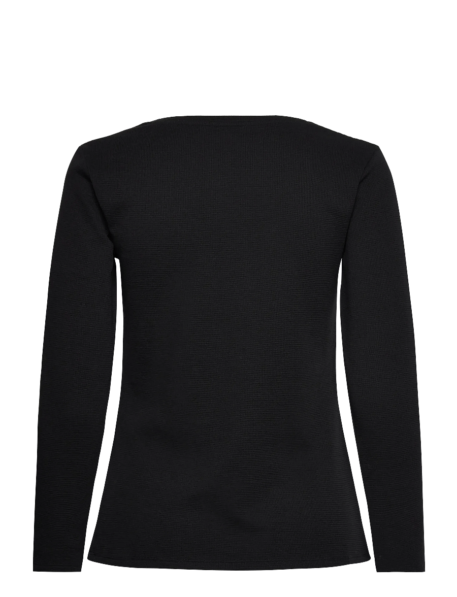 BOSS - Waffle_LS-Shirt CN - langärmlige tops - black - 1