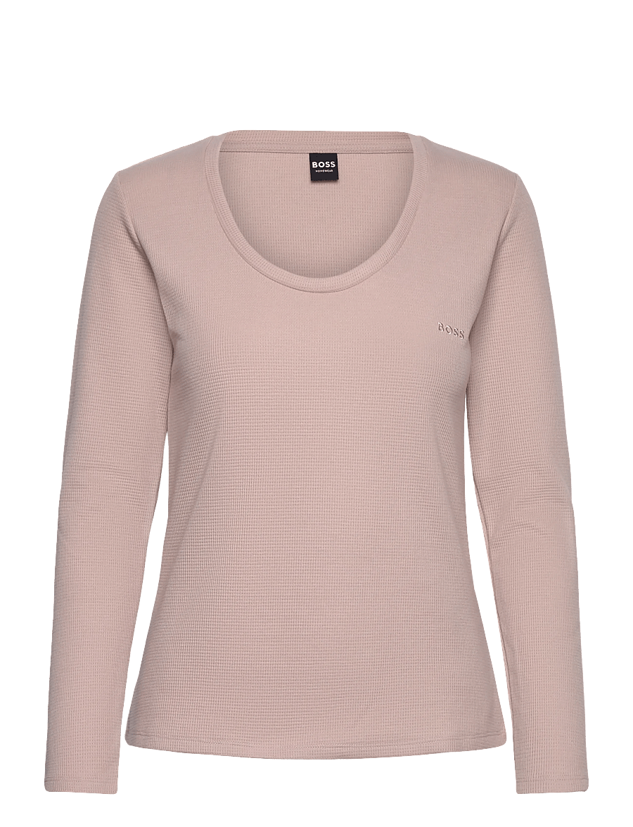 BOSS - Waffle_LS-Shirt CN - långärmade toppar - light beige - 0