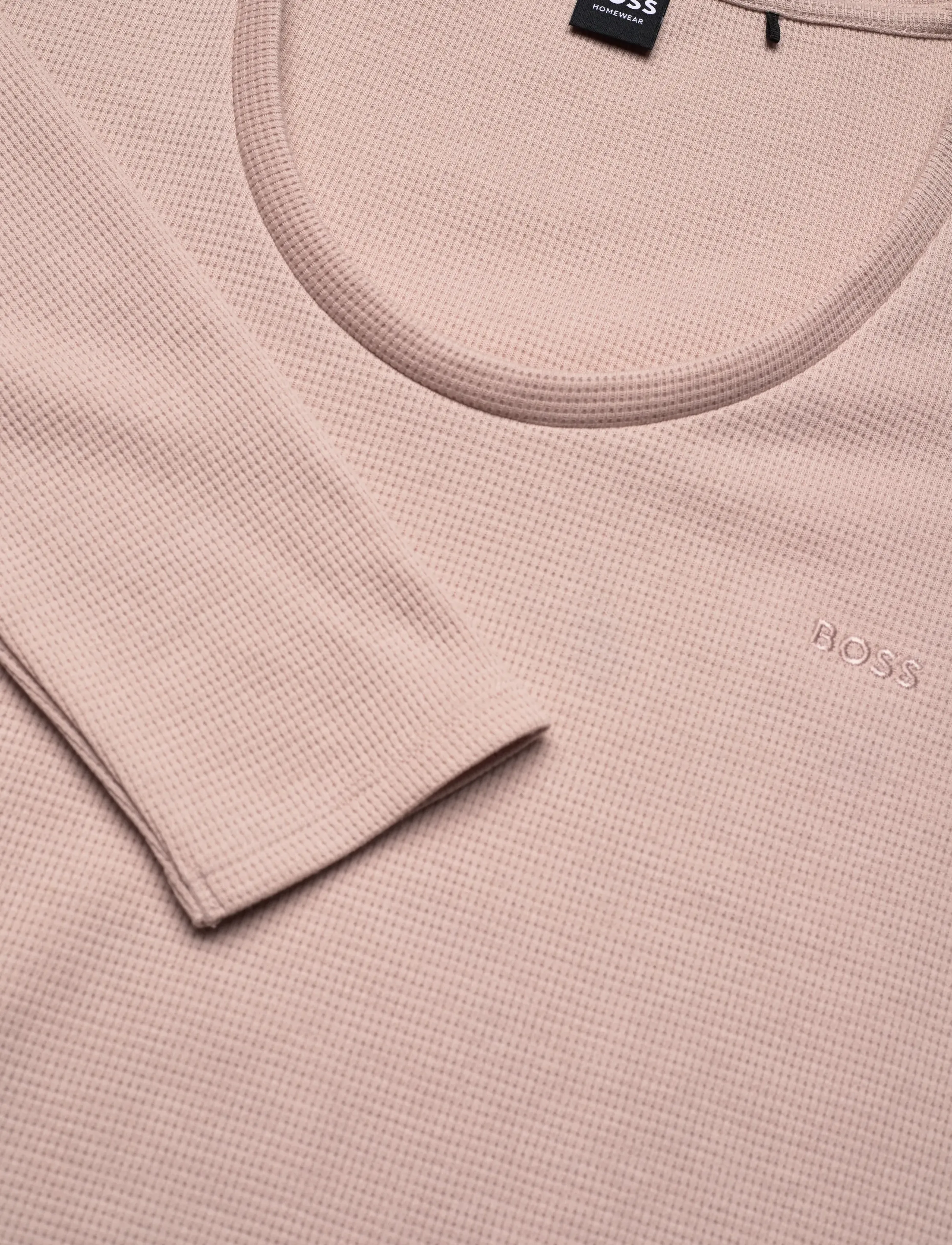 BOSS - Waffle_LS-Shirt CN - långärmade toppar - light beige - 2