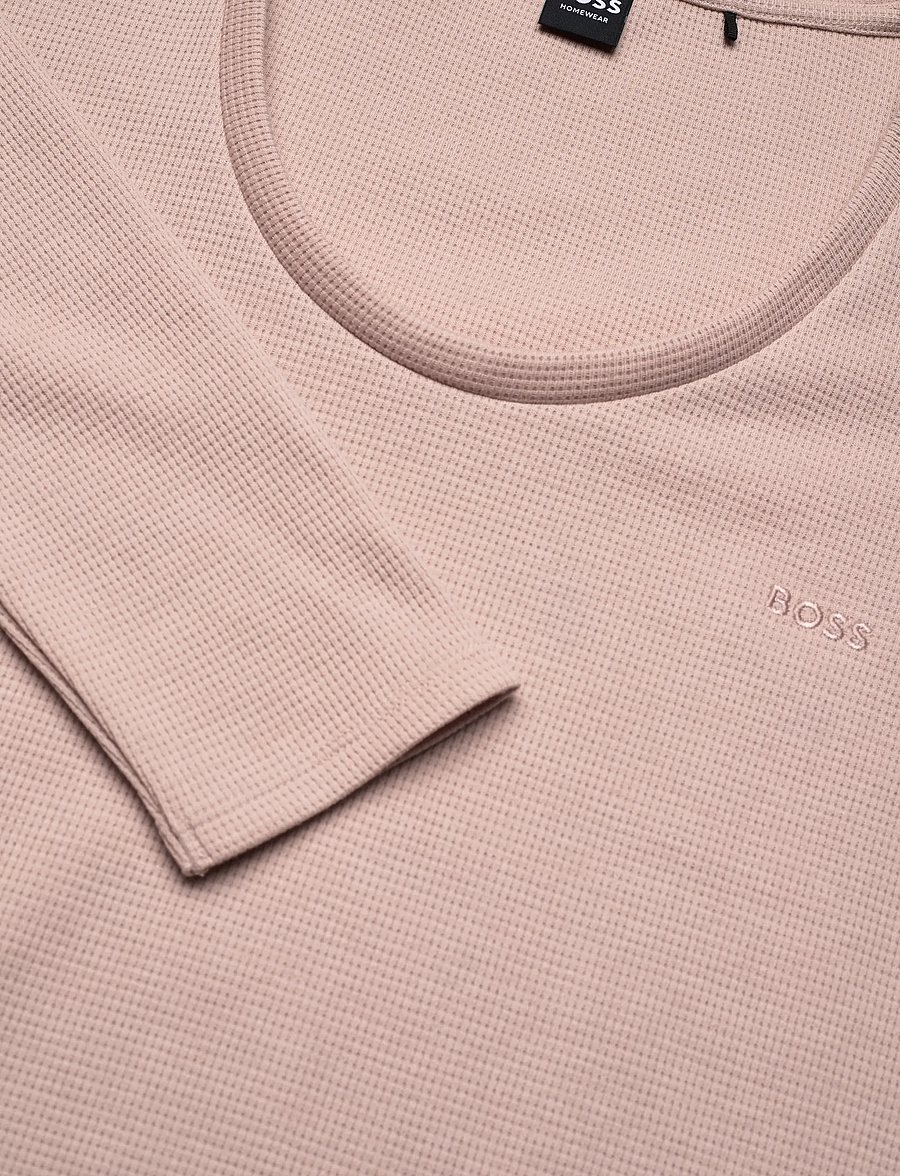 BOSS - Waffle_LS-Shirt CN - långärmade toppar - light beige - 2