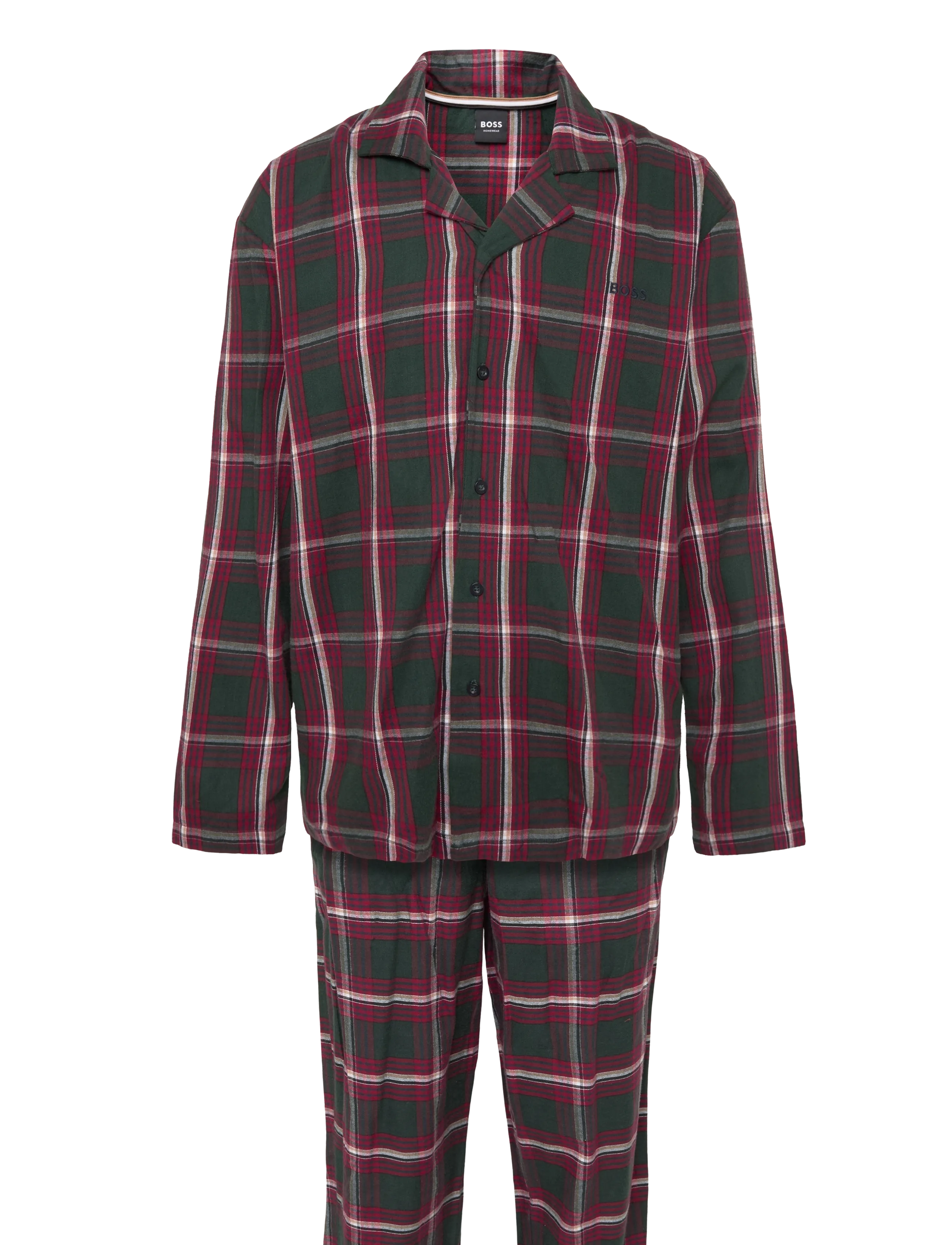 BOSS Holiday Pyjama, Herren, Karierter Pyjama, Rot, Gr.M