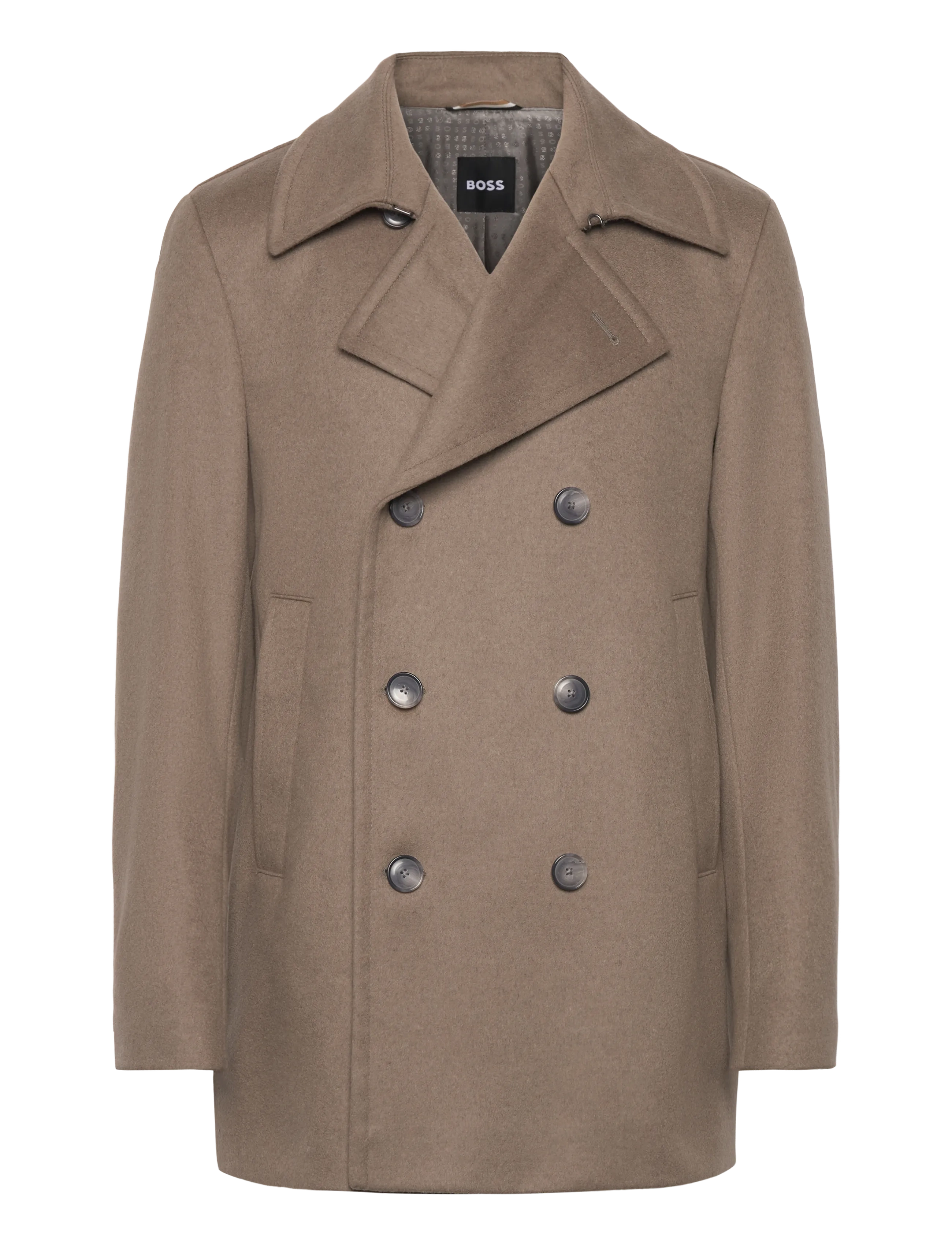 BOSS H-Hyde-Pcoat-254, Mænd, Pea Coat, Beige, Str: 54