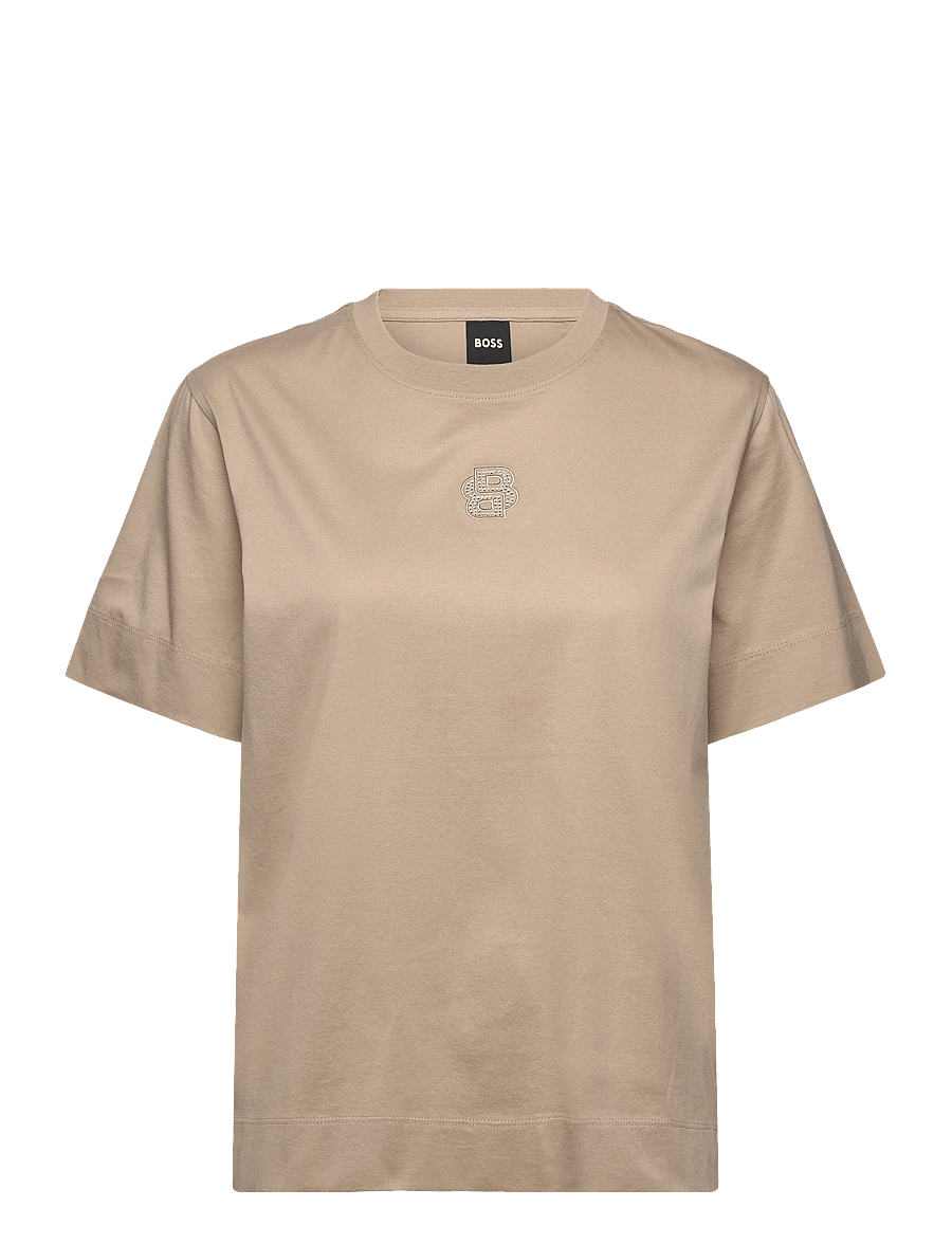 BOSS - Elpha_Placed3 - t-shirts - light beige - 0
