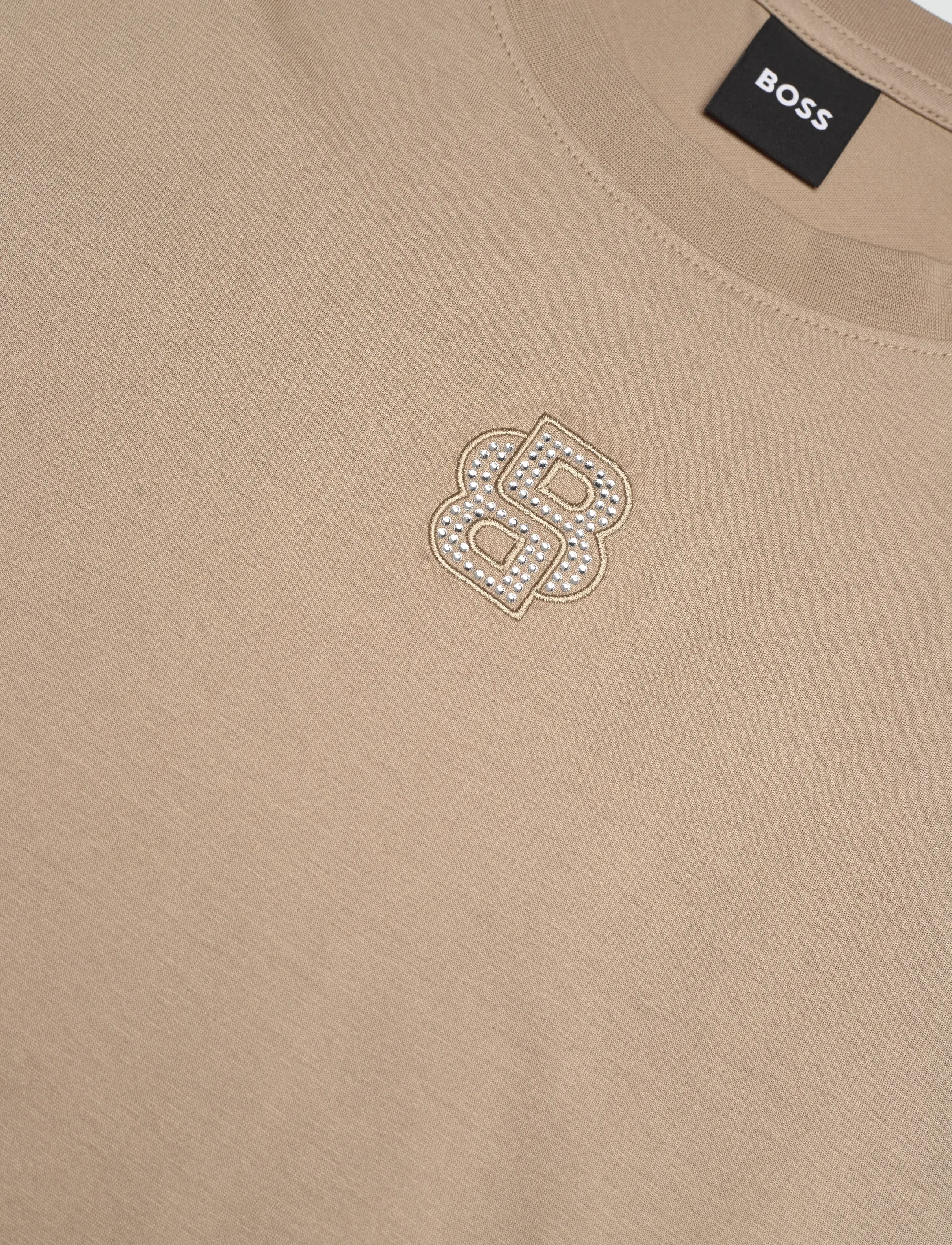 BOSS - Elpha_Placed3 - t-shirts - light beige - 2