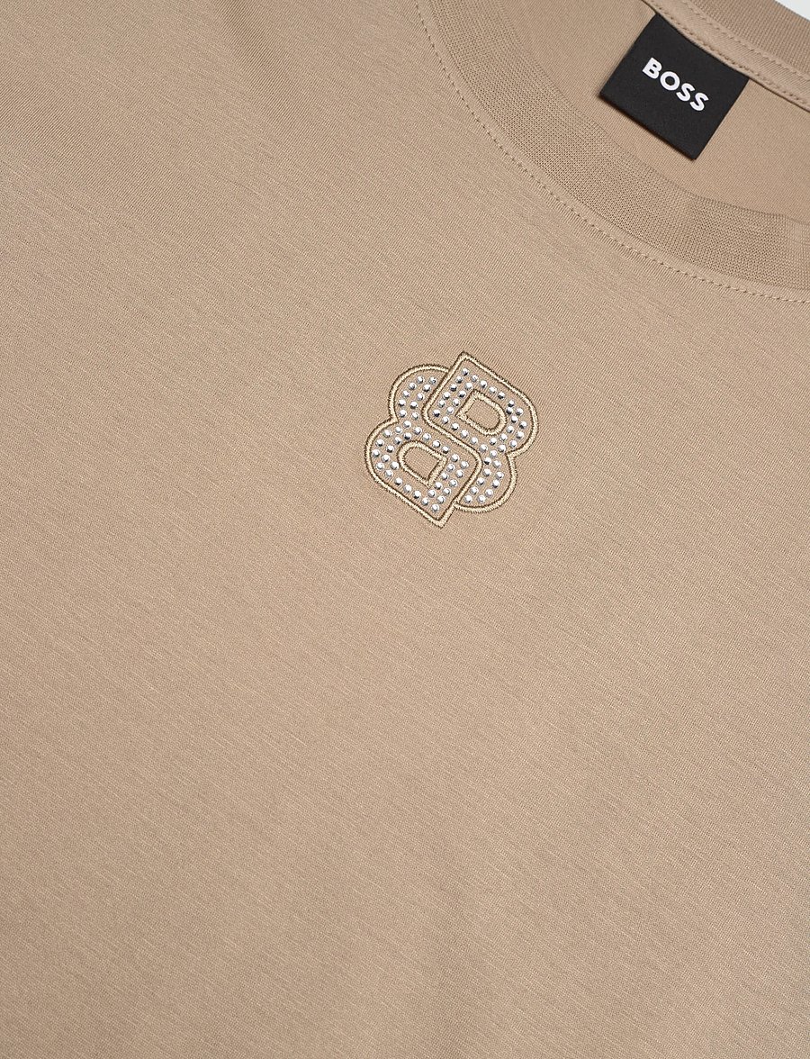 BOSS - Elpha_Placed3 - t-shirts - light beige - 2