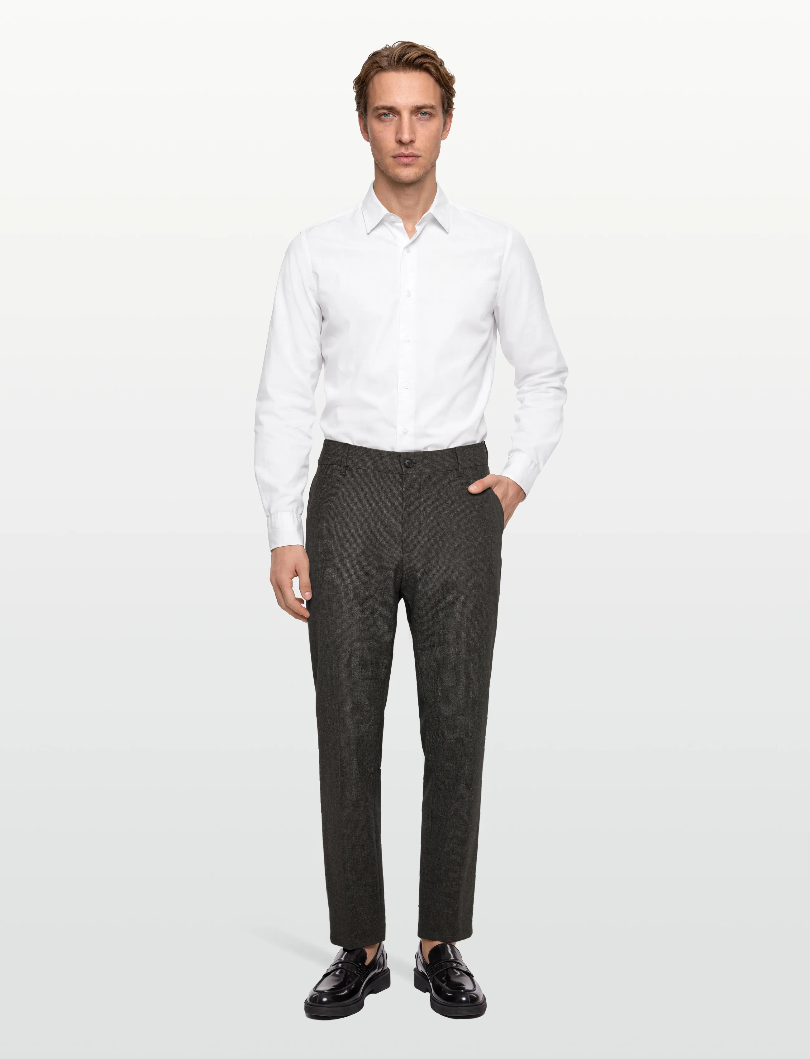 BOSS C-Genius-253 - Anzugshosen - DARK BROWN / grey