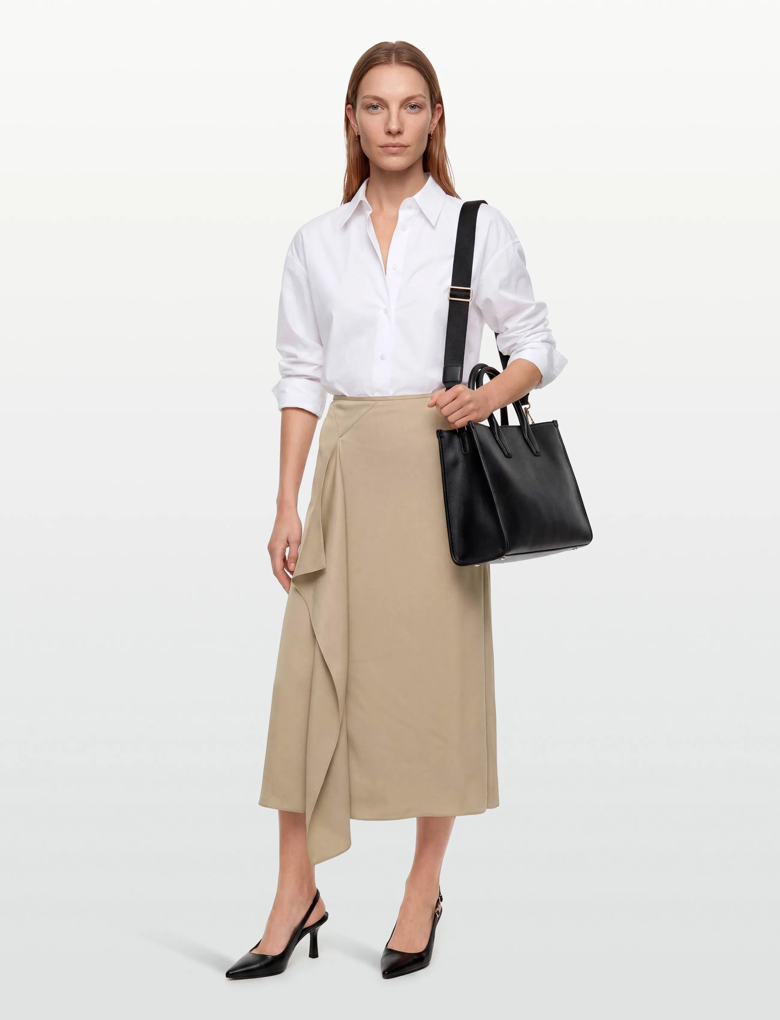 BOSS Vemuth, Kvinder, Slå Om Nederdel, Beige, Str: 36