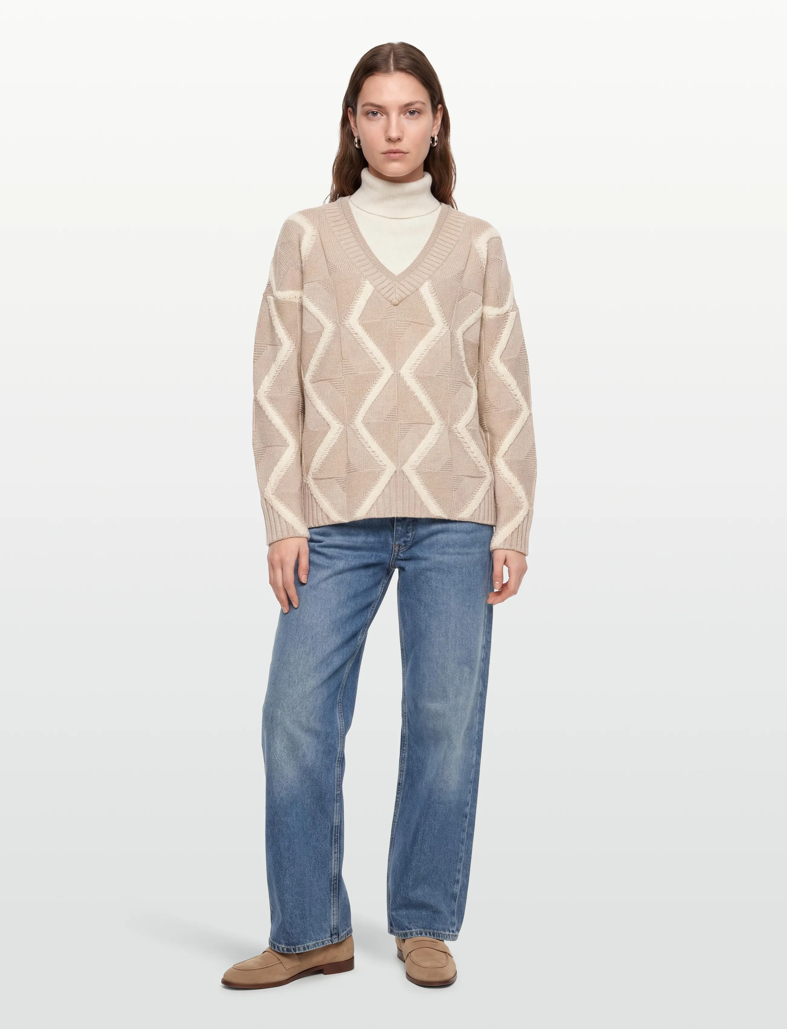 BOSS Flarin, L, Beige, Strik > Trøjer, Dame