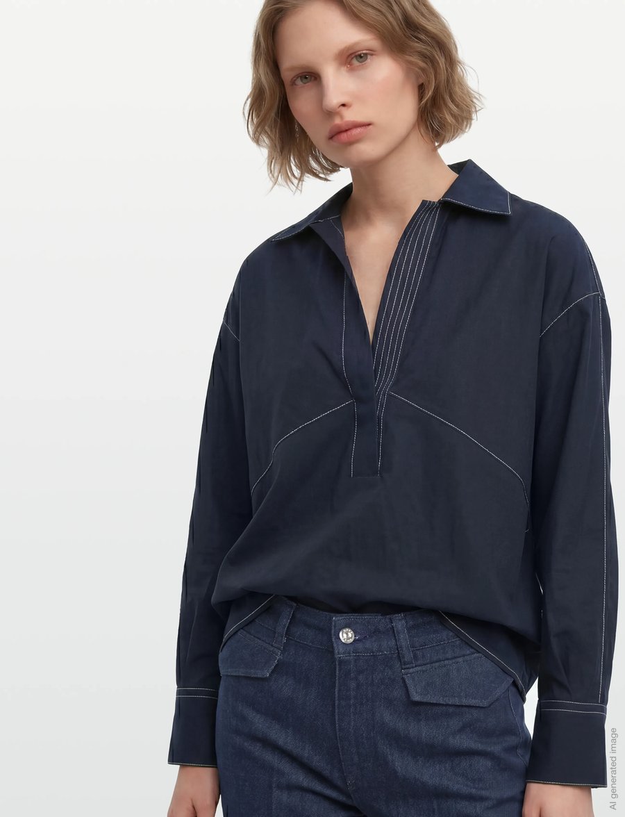 BOSS - Brizzy - blūzes ar garām piedurknēm - dark blue - 3