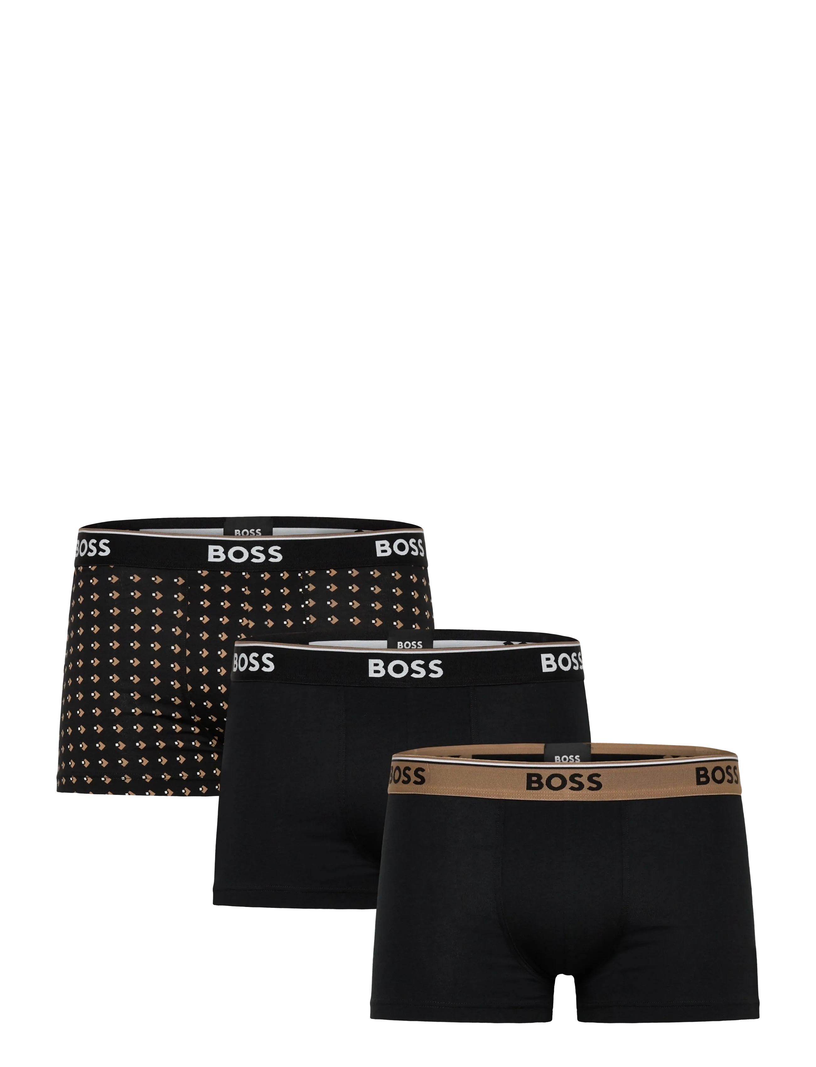 BOSS Trunk 3P Power Desig, Mænd, 3 Pak Trunks, Sort, Str: S