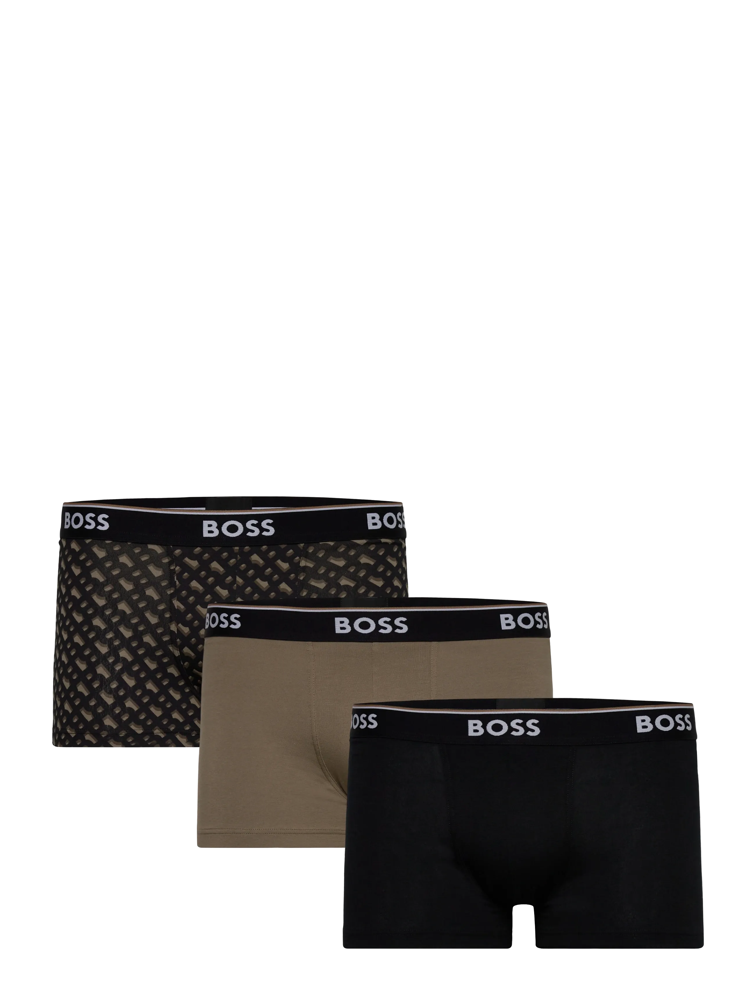 BOSS Trunk 3P Power Desig - Boxershorts - OPEN BROWN / khaki/green