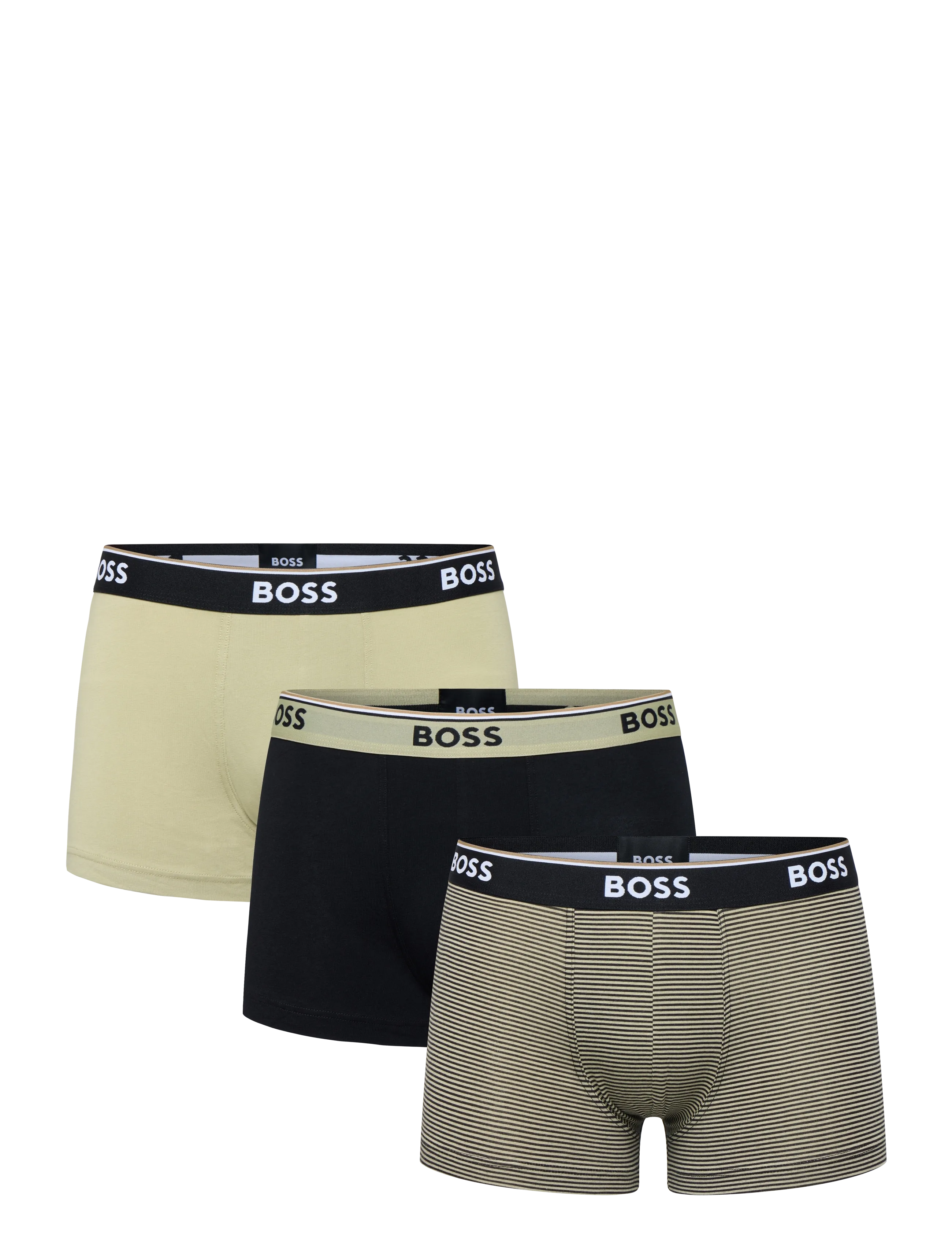 BOSS Trunk 3P Power Desig, Mænd, 3 Pak Trunks, Kakigrøn, Str: XXL