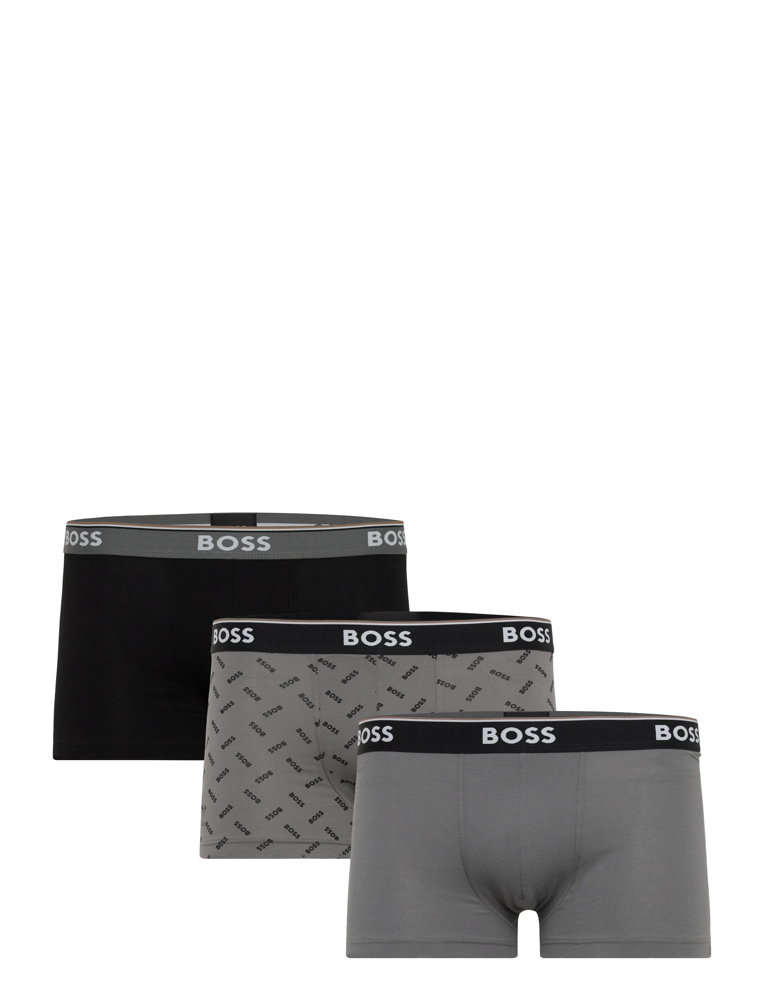 BOSS Trunk 3P Power Desig, Mænd, 3 Pak Trunks, Sort, Str: XXL