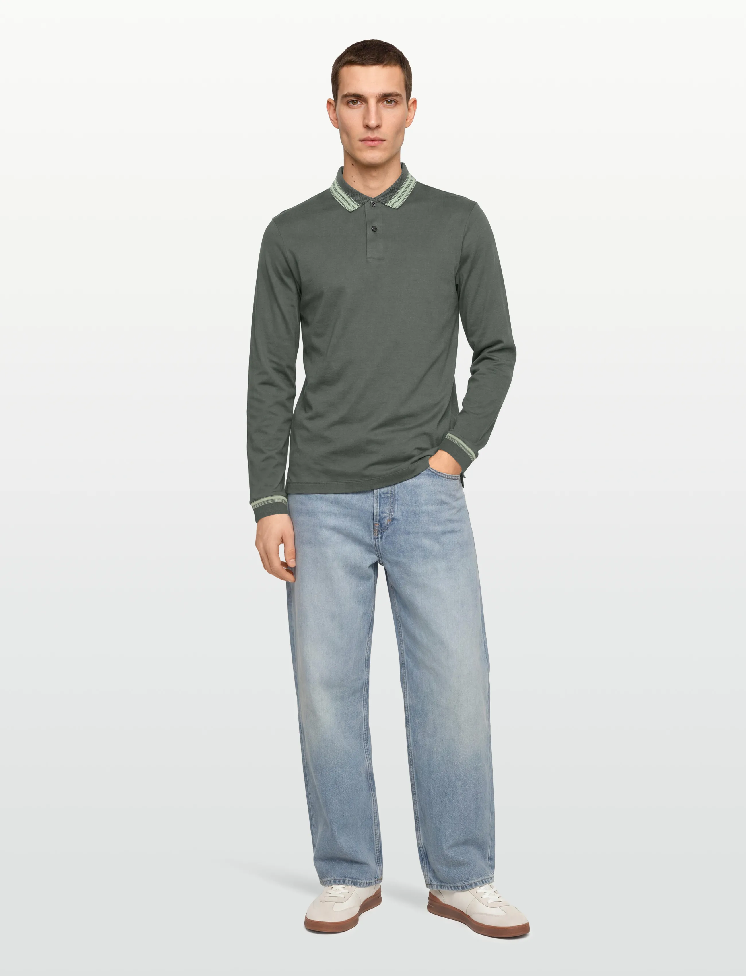 BOSS H-Pleins 202 - Long-sleeved knitted polos - OPEN GREEN / khaki/green