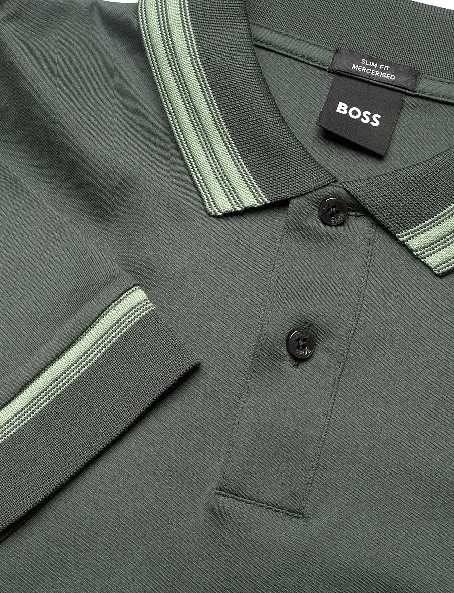 BOSS - H-Pleins 202 - långärmade stickade pikétröjor - open green - 2