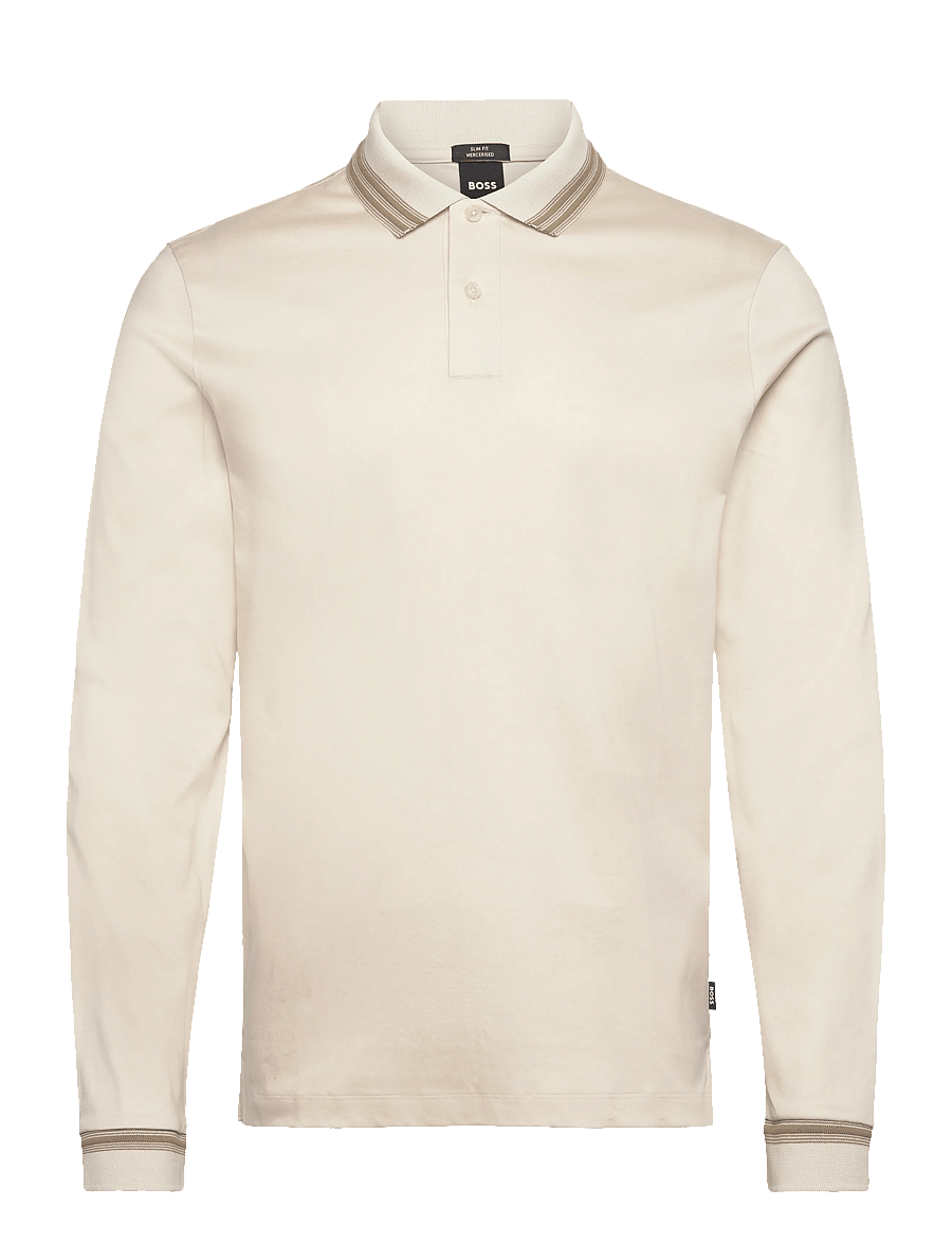 BOSS - H-Pleins 202 - adīti polo krekli ar garām piedurknēm - open white - 0