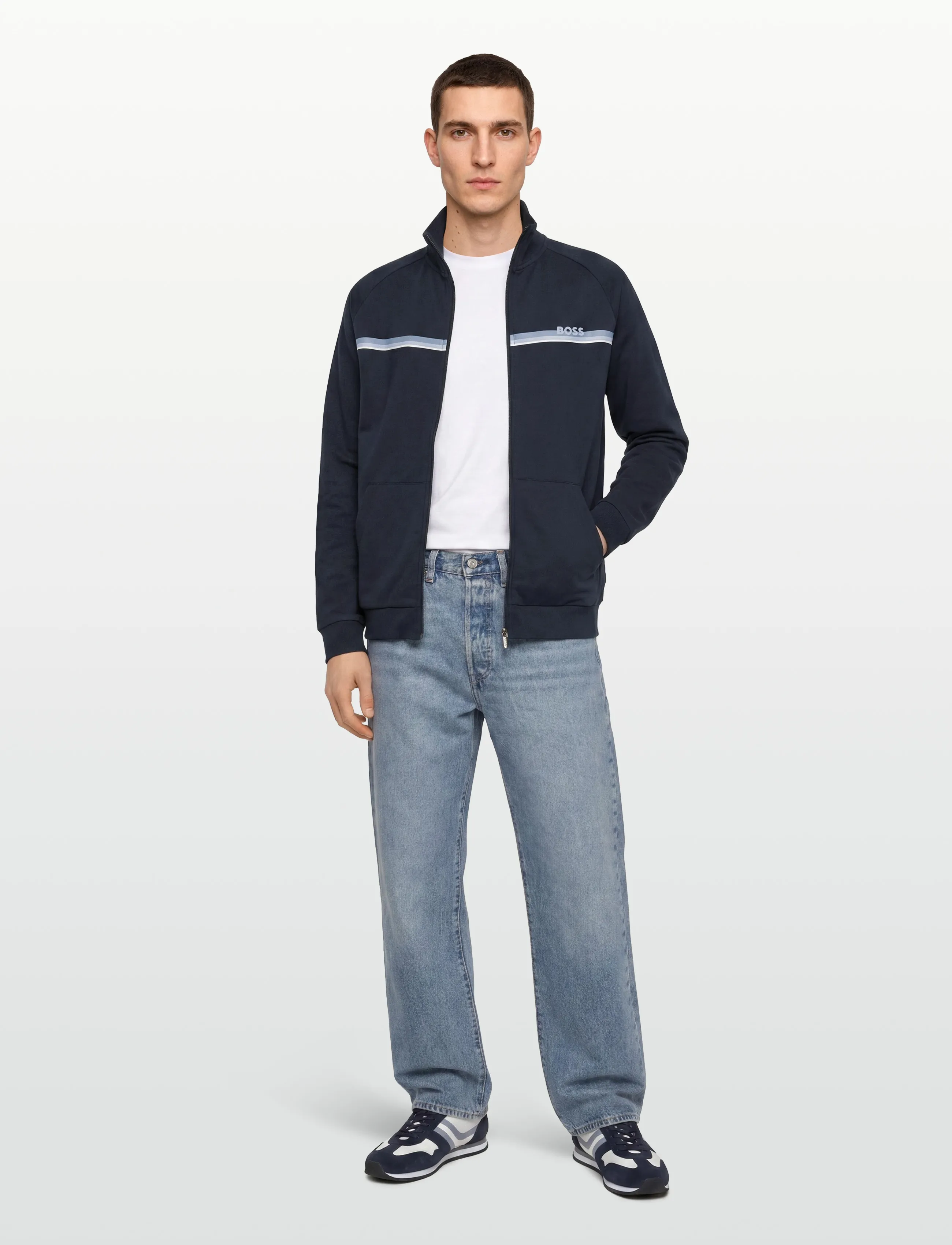 BOSS Authentic Jacket Z - Sportiska stila džemperi - DARK BLUE / navy