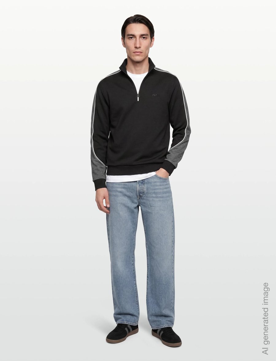 BOSS - Tracksuit 1/4 Jacket - sweatshirts - black - 0