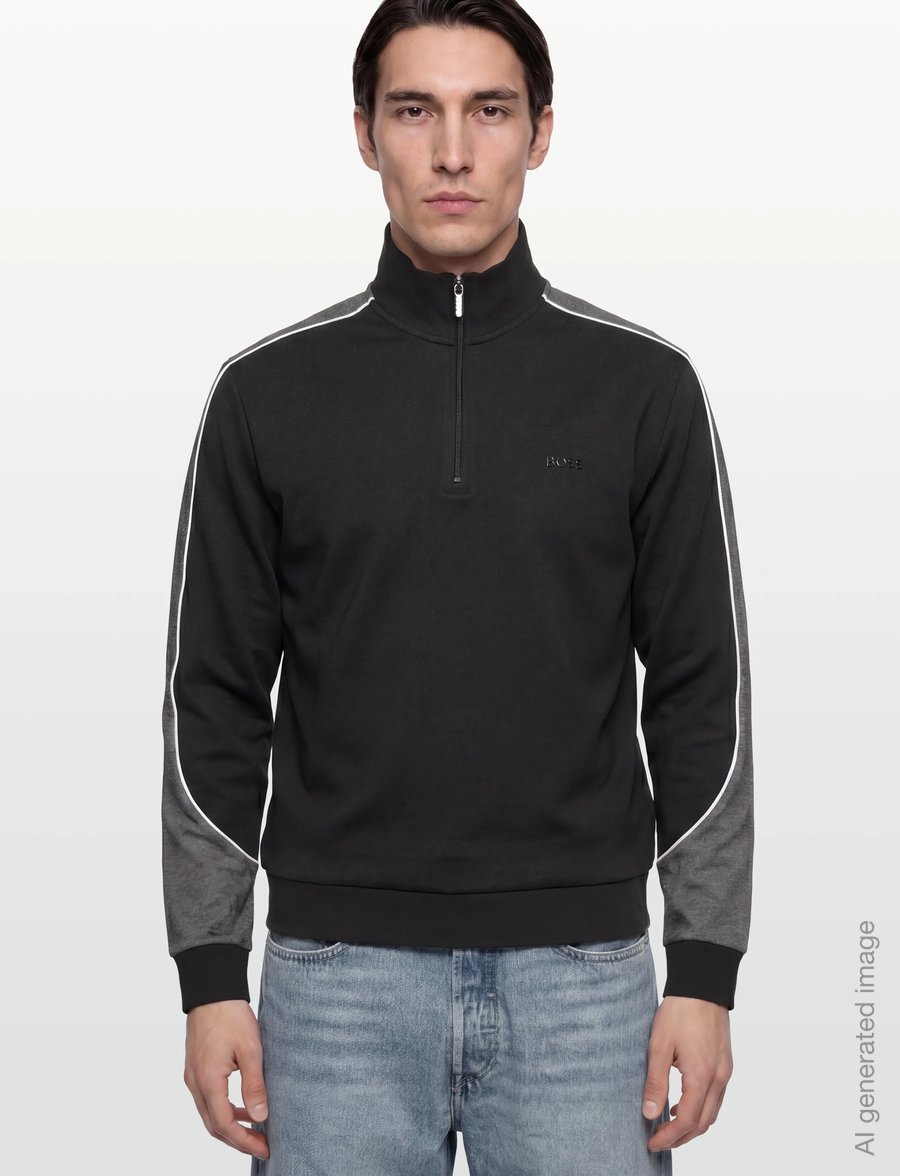 BOSS - Tracksuit 1/4 Jacket - sweatshirts - black - 3