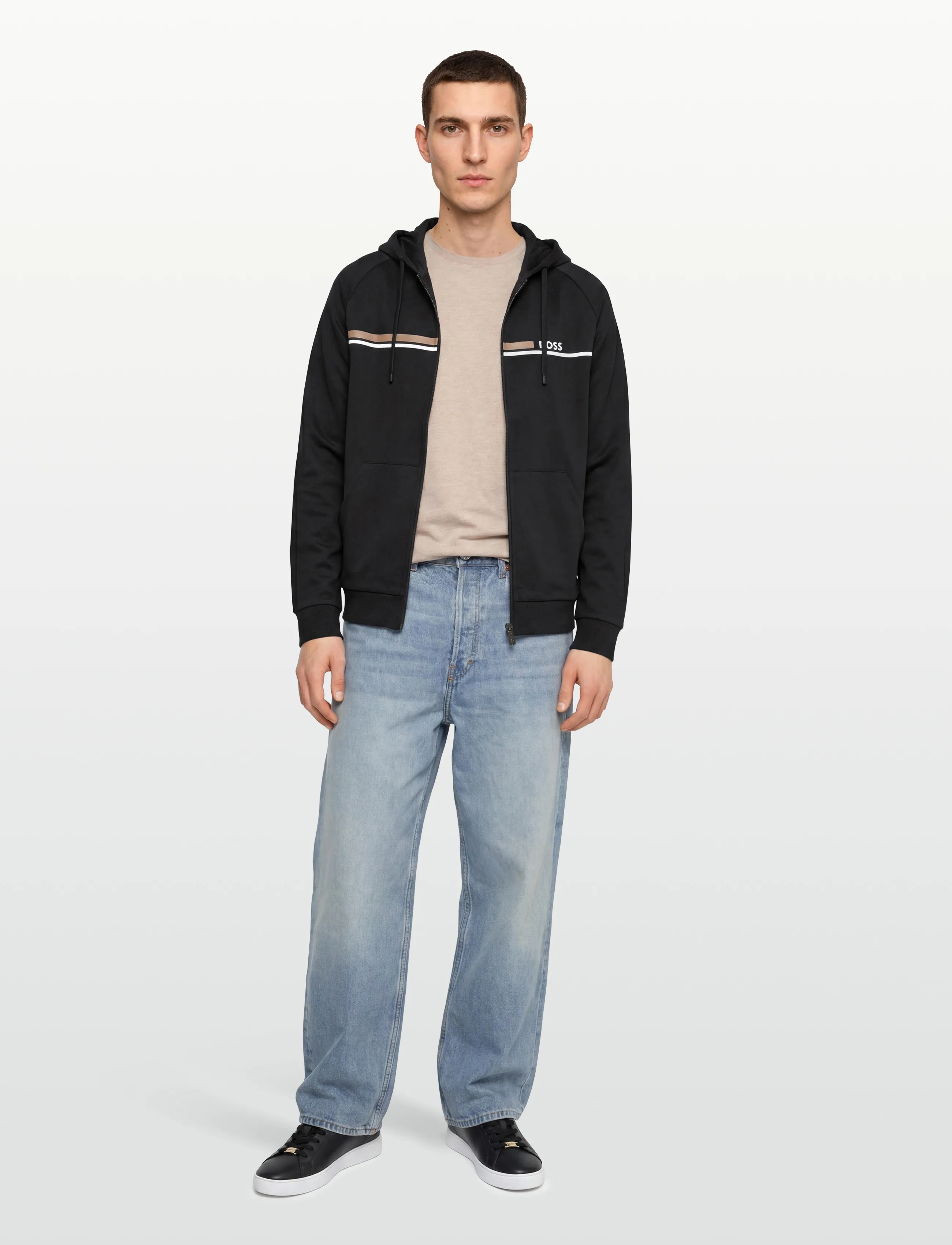 BOSS Authentic Jacket H, Mænd, Hættetrøje Med Lynlås, Sort, Str: M