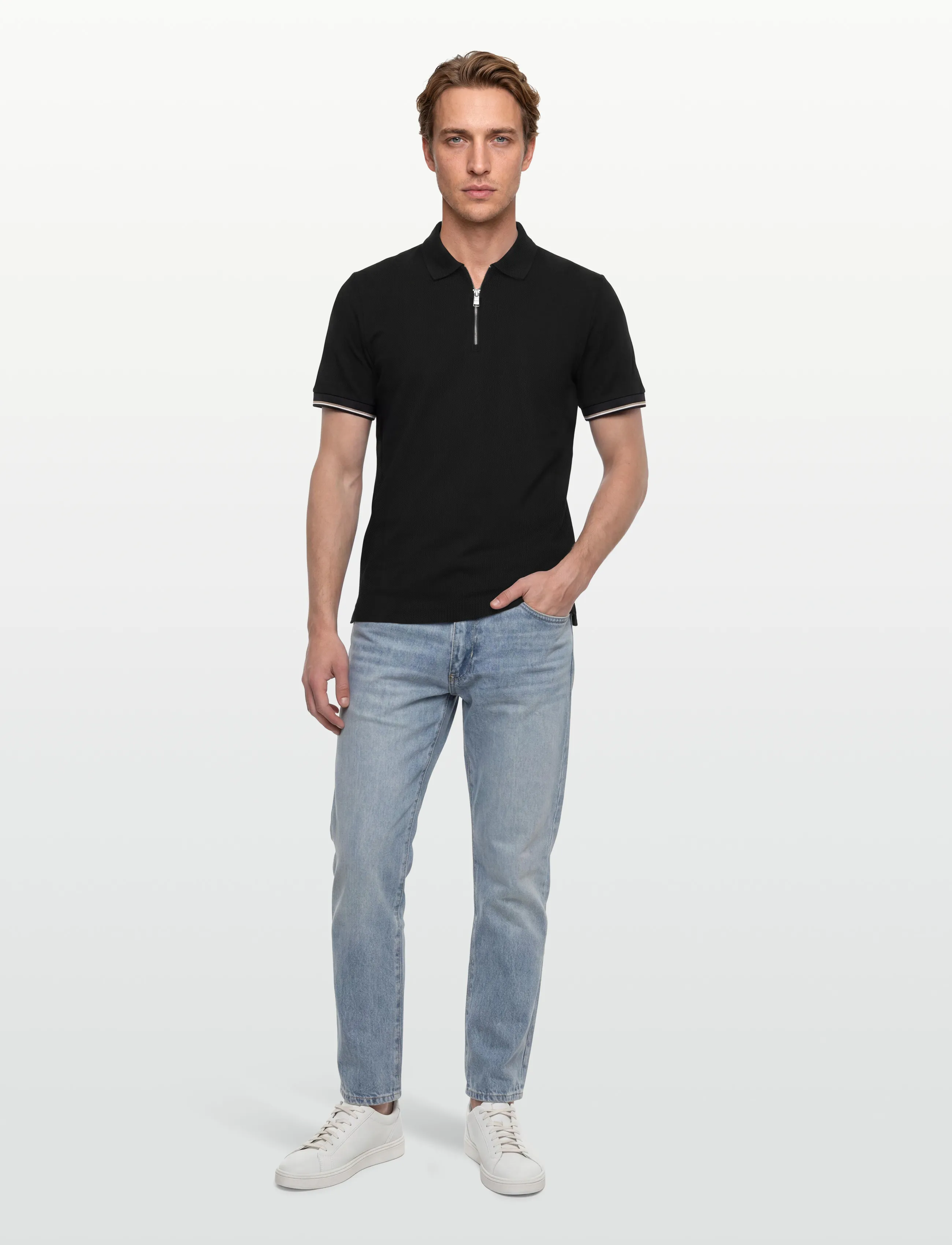 BOSS C-Pei 04 - Poloskjorter i strik med korte ærmer - BLACK / black