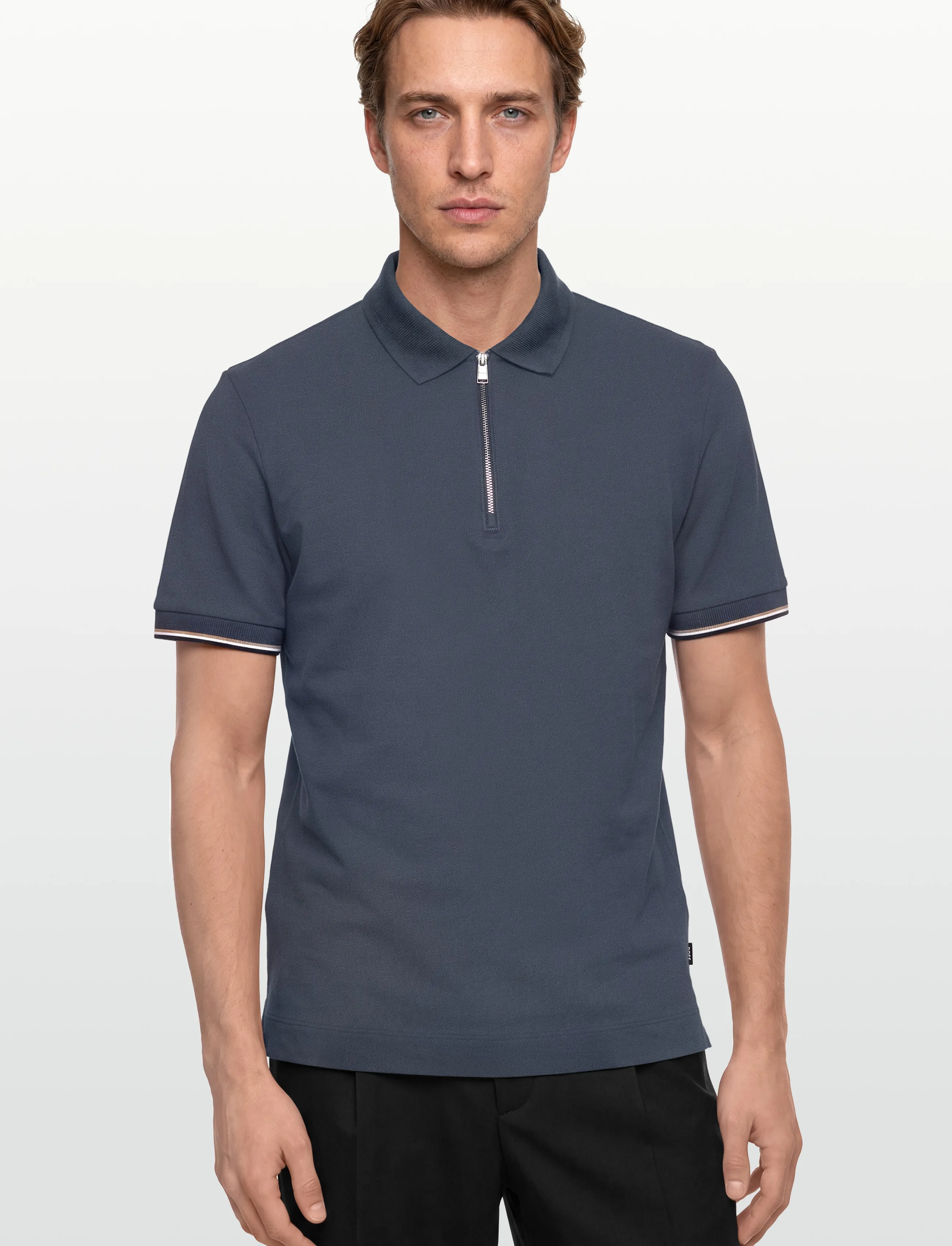 BOSS - C-Pei 04 - langärmlige strick-polohemden - open blue - 3