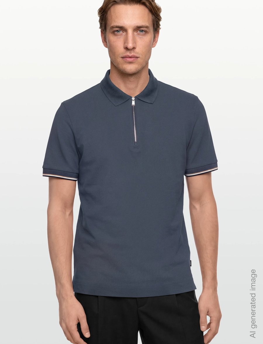 BOSS - C-Pei 04 - langärmlige strick-polohemden - open blue - 3