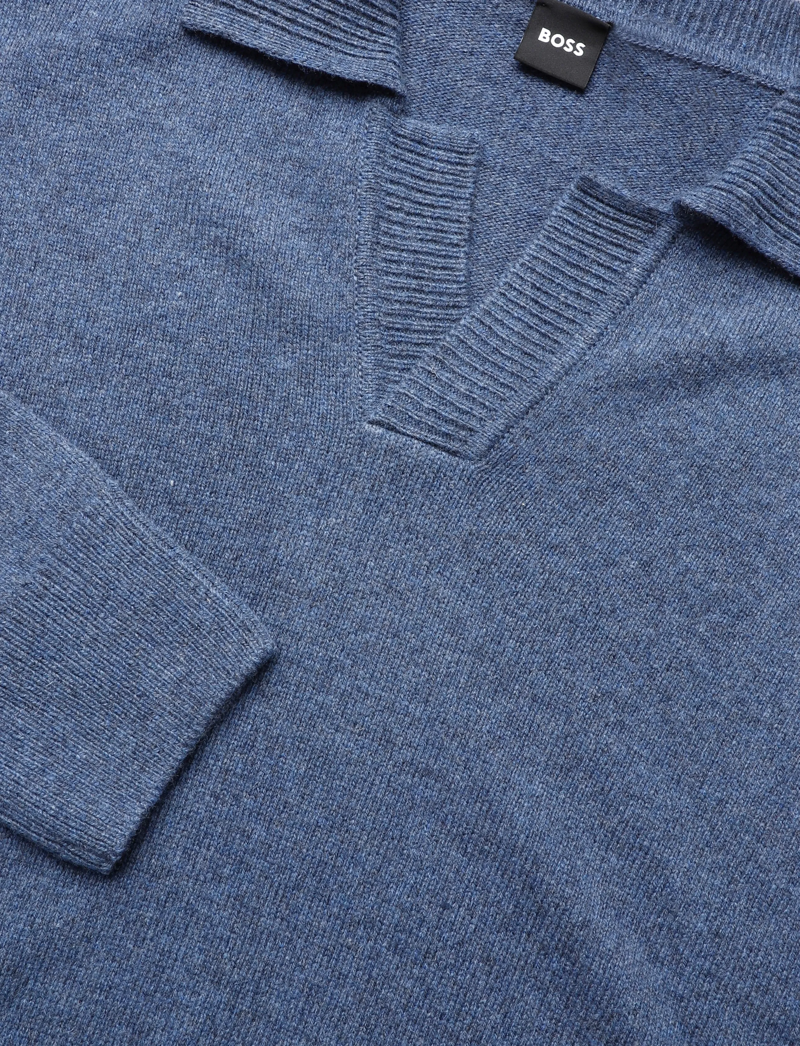 BOSS - C-Ucari - langärmelige strick-polohemden - open blue - 2
