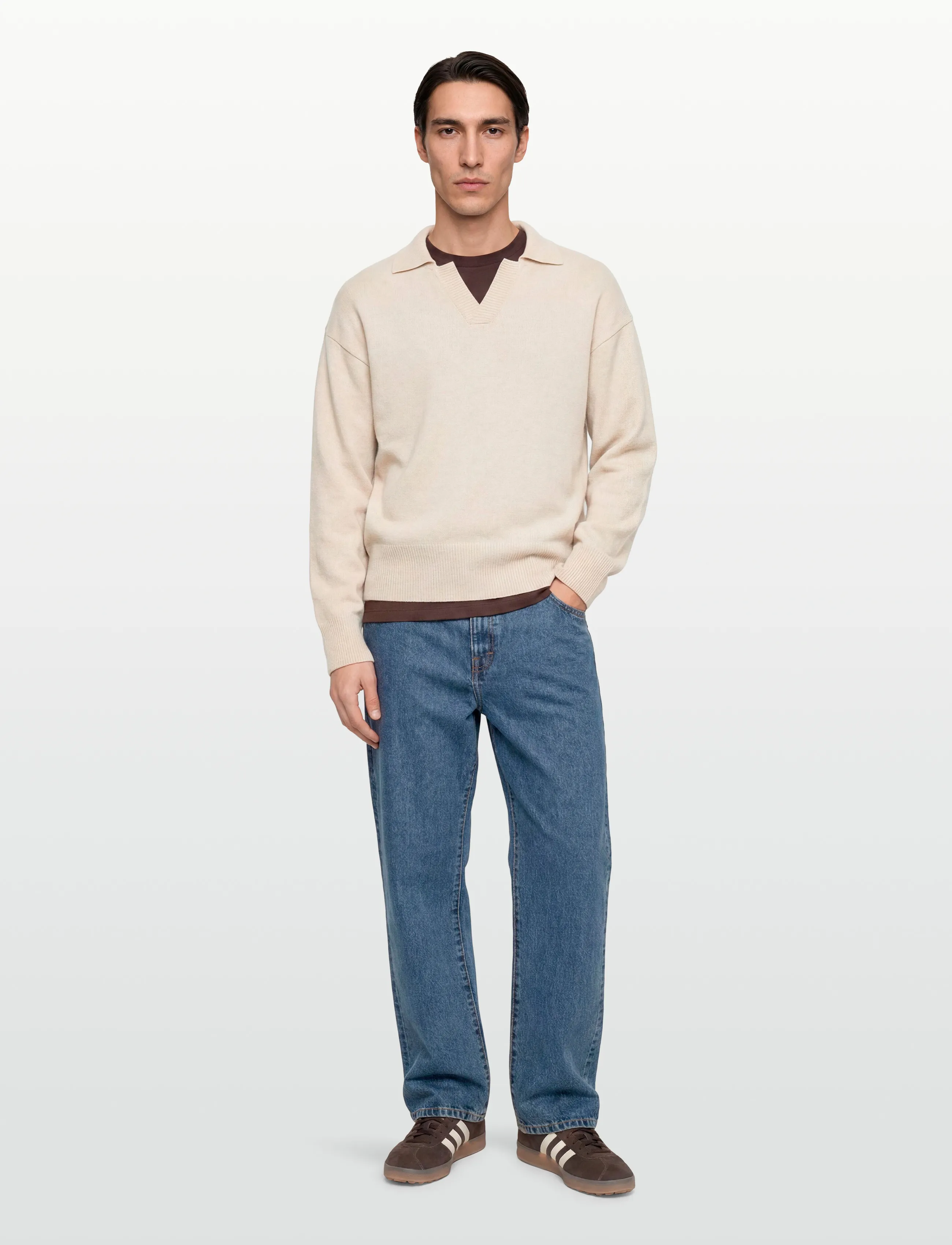 BOSS C-Ucari, Mænd, Strikket Polo Sweater, Cream, Str: XL