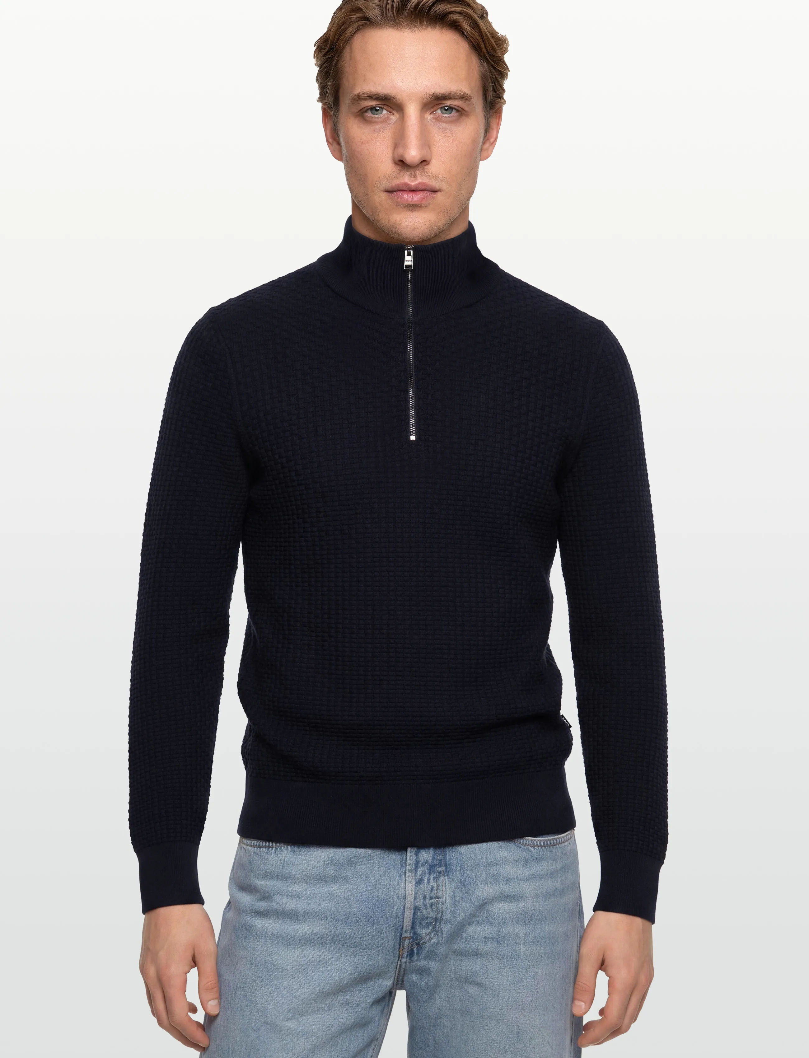 BOSS - H-Ulicio - halfzip strik - dark blue - 3