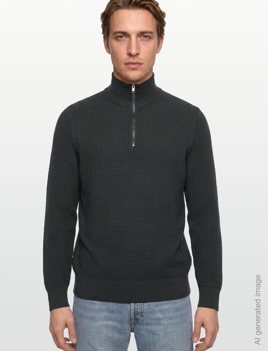 BOSS - H-Ulicio - halfzip strik - open green - 3