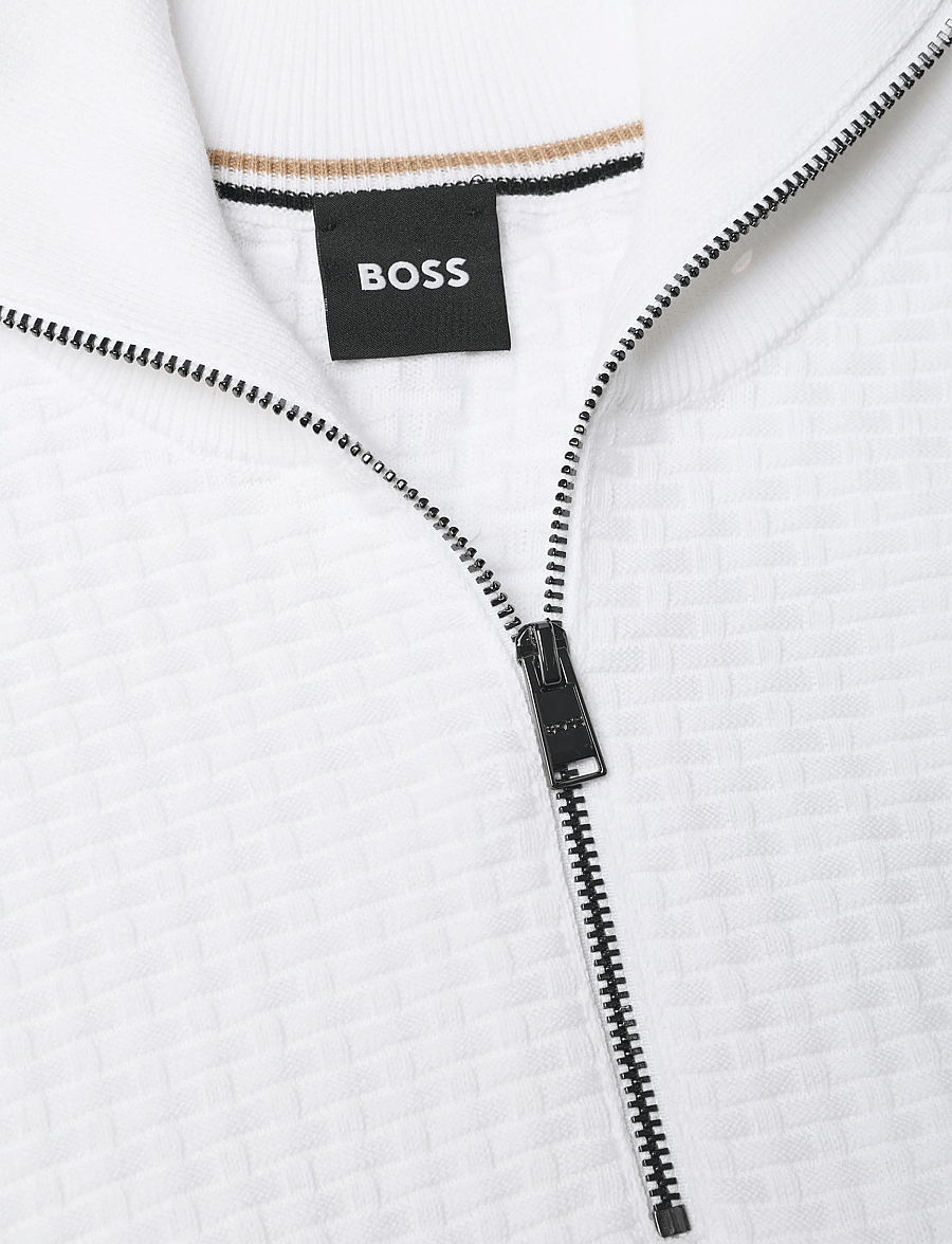 BOSS - H-Ulicio - halfzip strik - white - 2