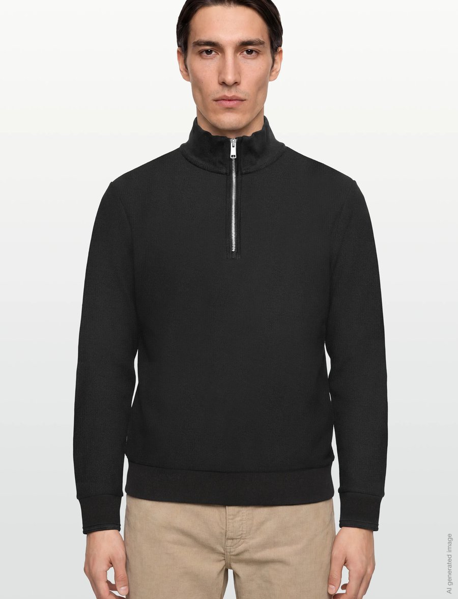 BOSS - H-Sidney 70 - pullover mit halbem reißverschluss - black - 3