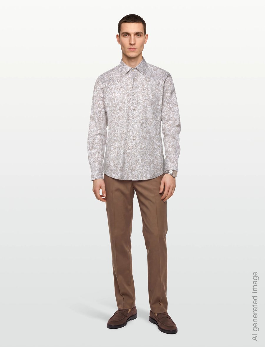BOSS - H-JOE-K-C1-261 - mönstrade skjortor - dark beige - 0