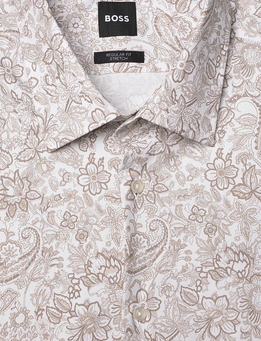 BOSS - H-JOE-K-C1-261 - mönstrade skjortor - dark beige - 2