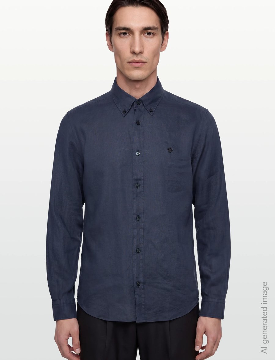BOSS - H-LIAM-BD-E-C1-261 - linen shirts - dark blue - 3