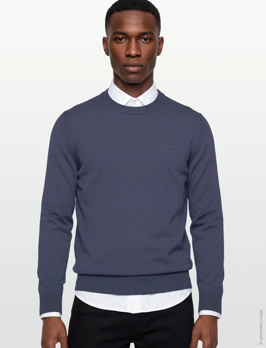 BOSS - Upacas-L - rundhals - open blue - 3