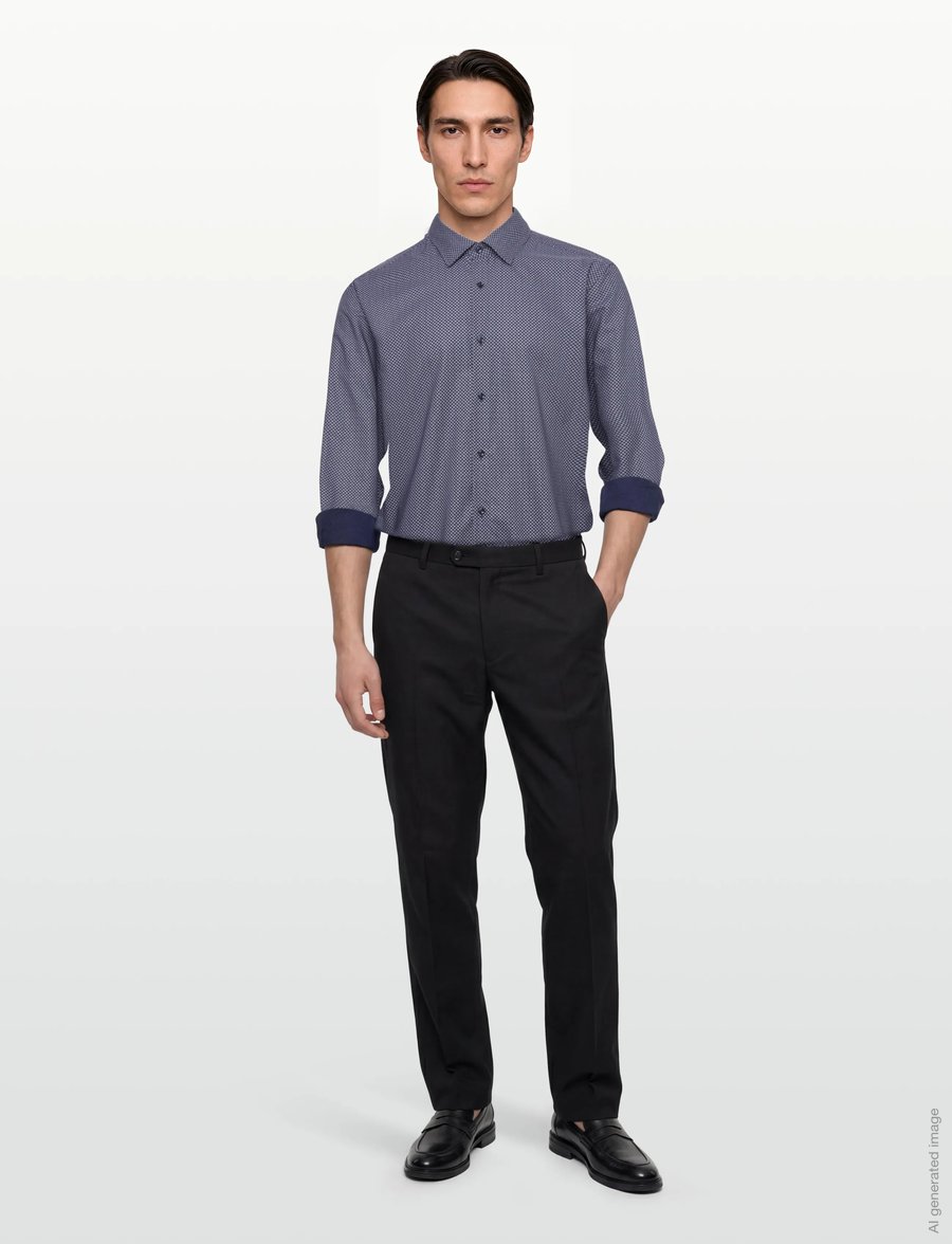 BOSS - H-HANK-K-C1-261 - koszule we wzory - dark blue - 0