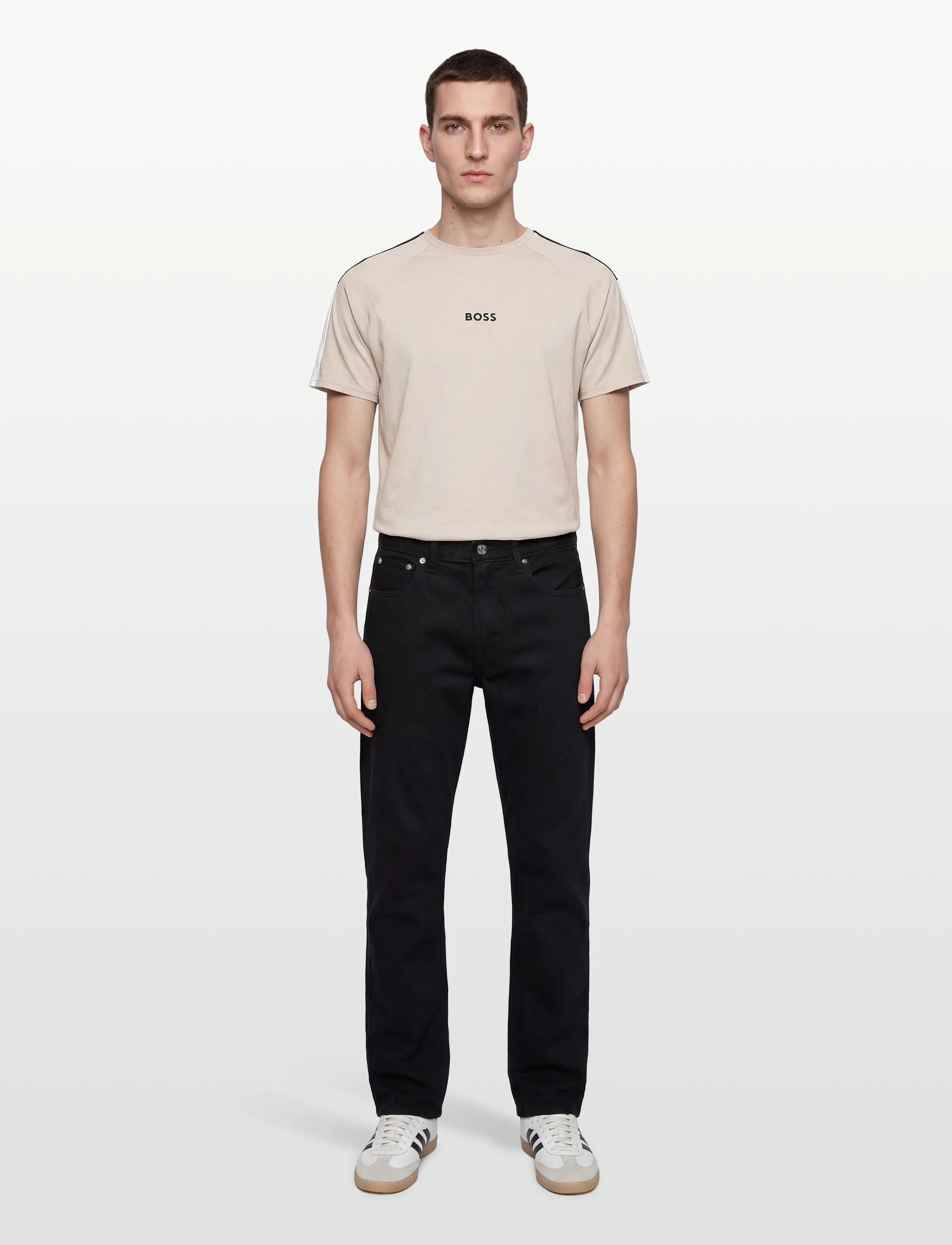 BOSS Balance T-Shirt Rn, Mænd, Raglan T-Shirt, Cream, Str: M