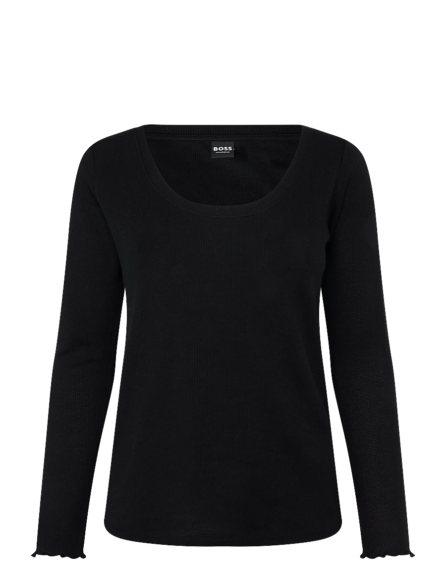 BOSS - Cosy Waffle_LS-Shirt - tops - black - 0