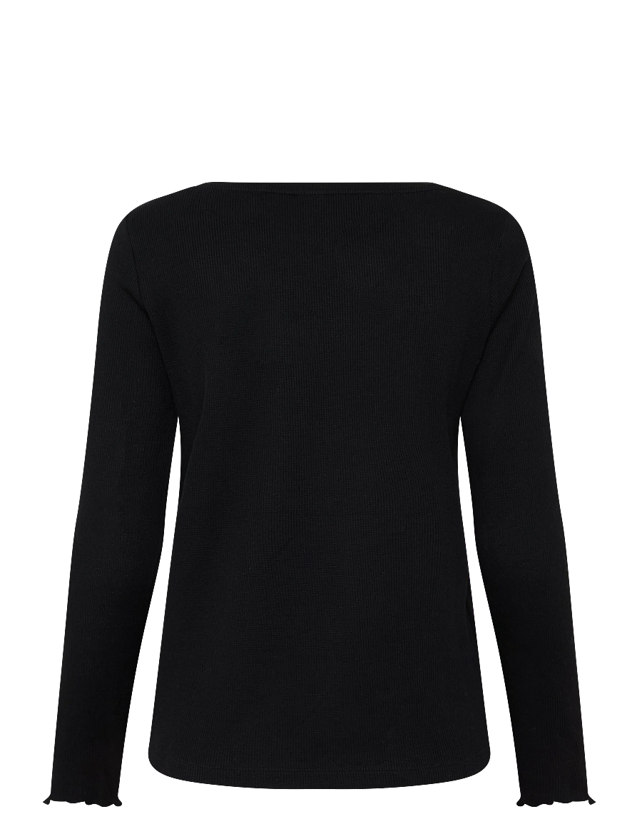 BOSS - Cosy Waffle_LS-Shirt - tops - black - 1