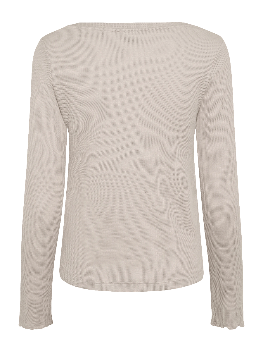 BOSS - Cosy Waffle_LS-Shirt - Överdelar - light beige - 1