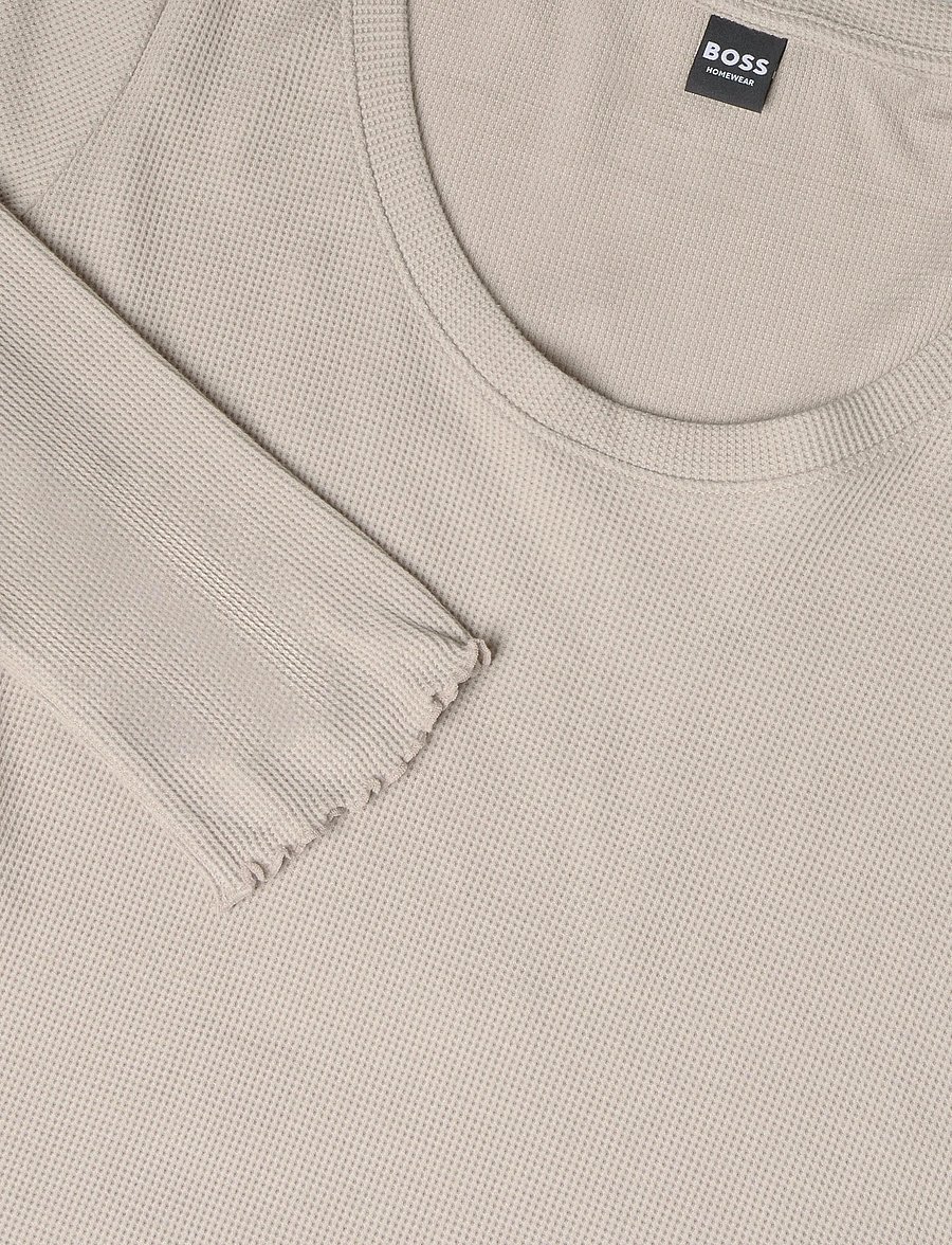 BOSS - Cosy Waffle_LS-Shirt - Överdelar - light beige - 2
