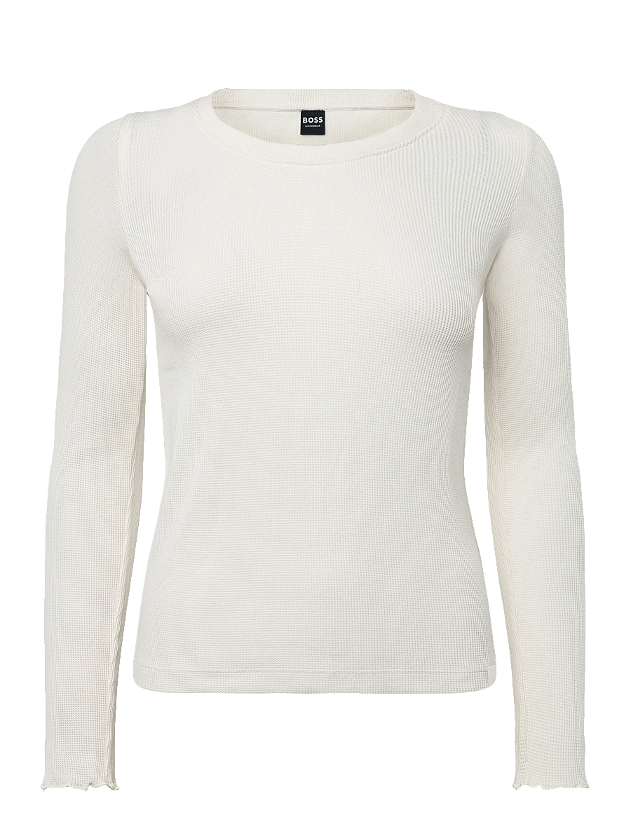 BOSS - Cosy Waffle_LS-Shirt - oberteile - open white - 0