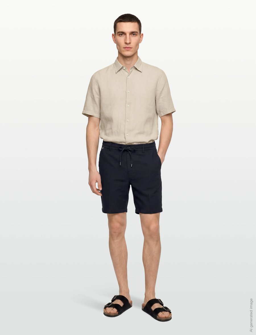 BOSS - H-Kane1-RDS-Shorts - leinen-shorts - dark blue - 0