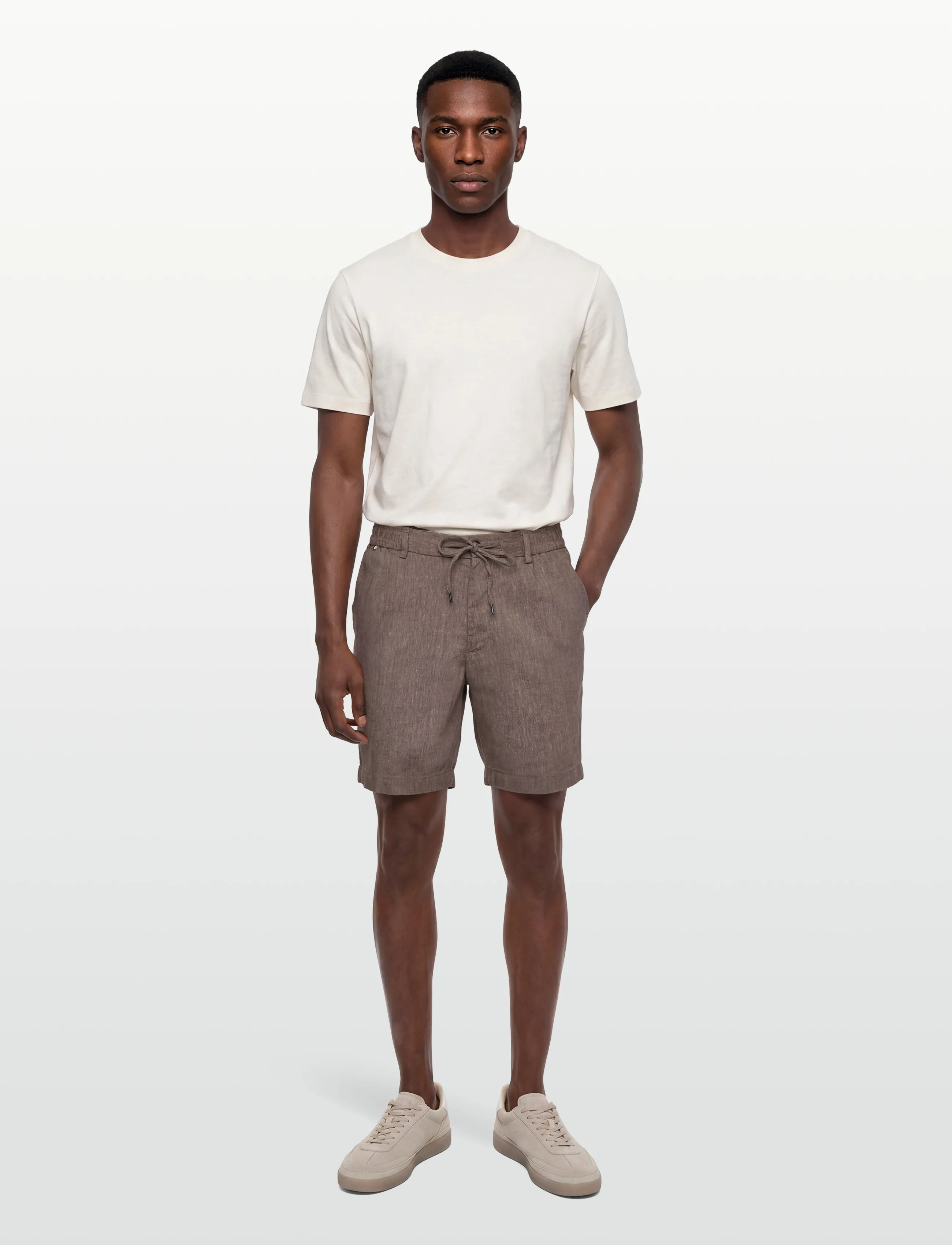 BOSS - H-Kane1-RDS-Shorts - linased lühikesed püksid - dark brown - 0