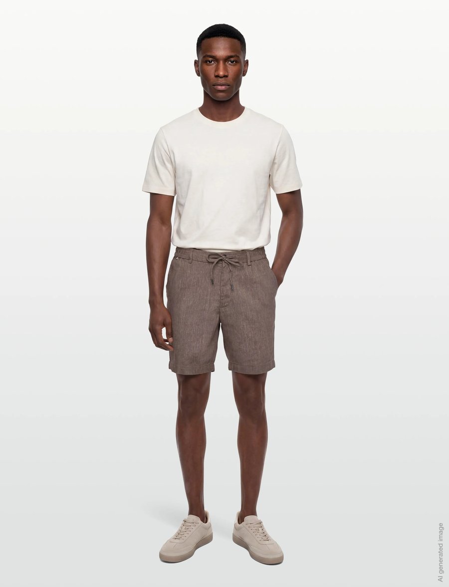 BOSS - H-Kane1-RDS-Shorts - leinen-shorts - dark brown - 0