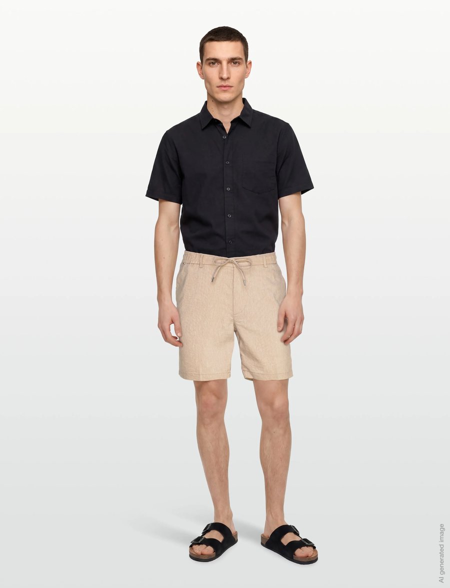 BOSS - H-Kane1-RDS-Shorts - leinen-shorts - open beige - 0