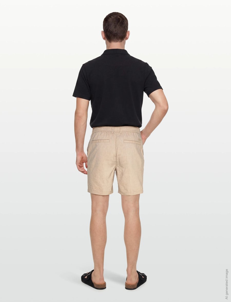 BOSS - H-Kane1-RDS-Shorts - leinen-shorts - open beige - 4